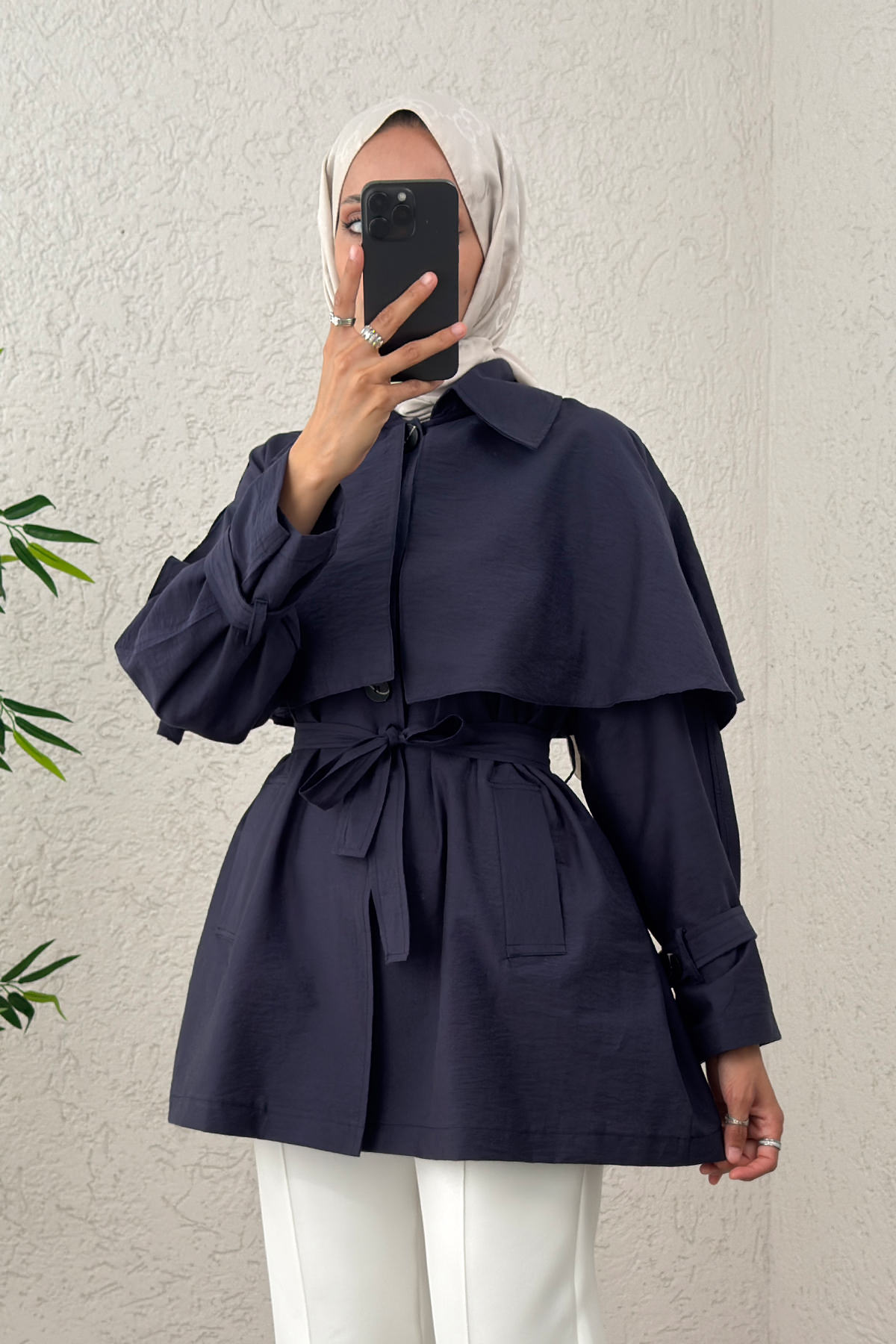 Panço Detaylı Trençkot 0009 - LACİVERT |  