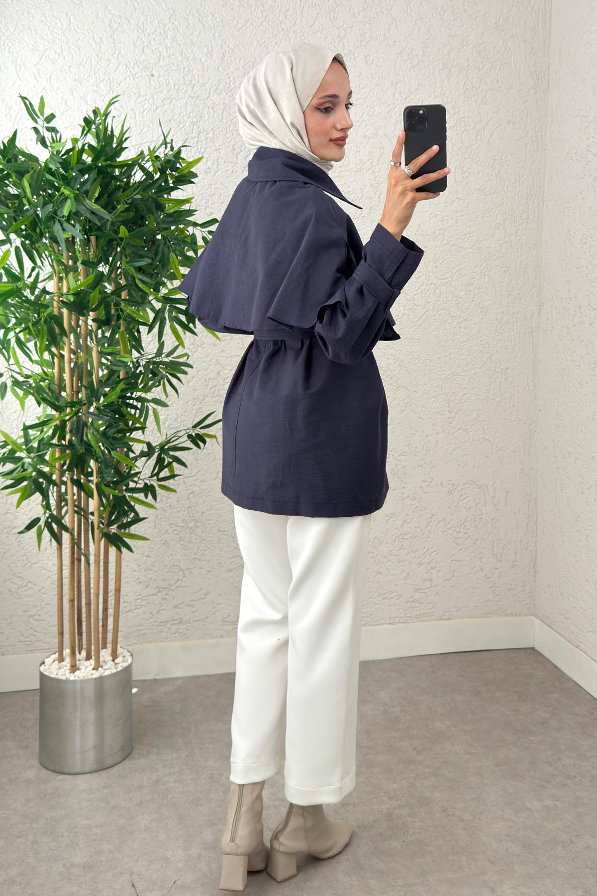 Panço Detaylı Trençkot 0009 - LACİVERT |  