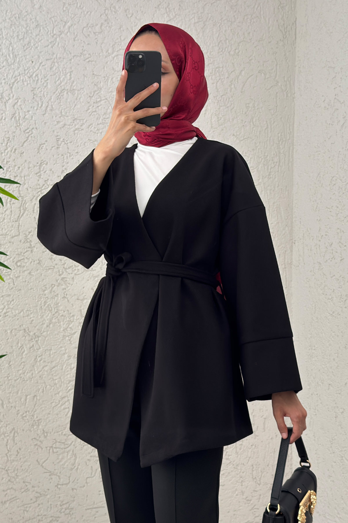 V Yaka Kaşe Kaban 0013 - SİYAH |  