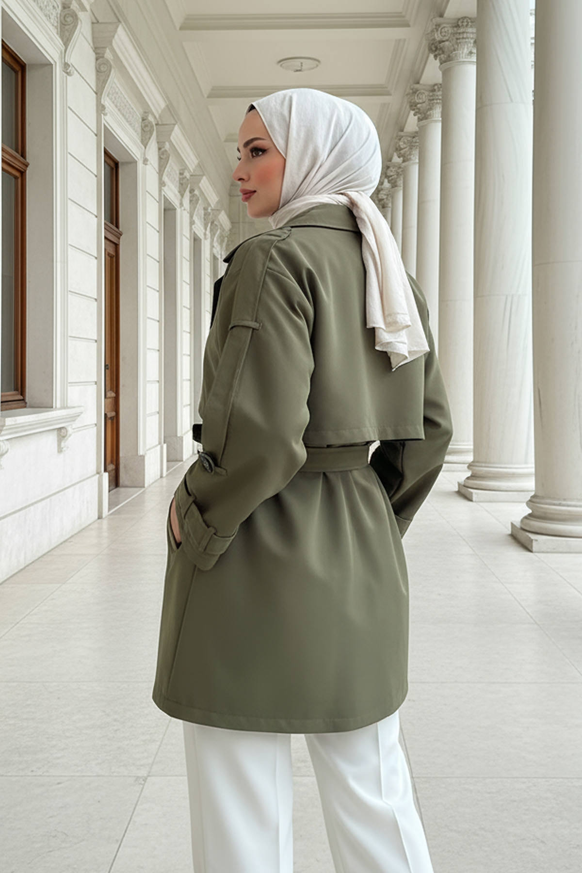 Kol Apoletli Trençkot 0014 - HAKİ |  