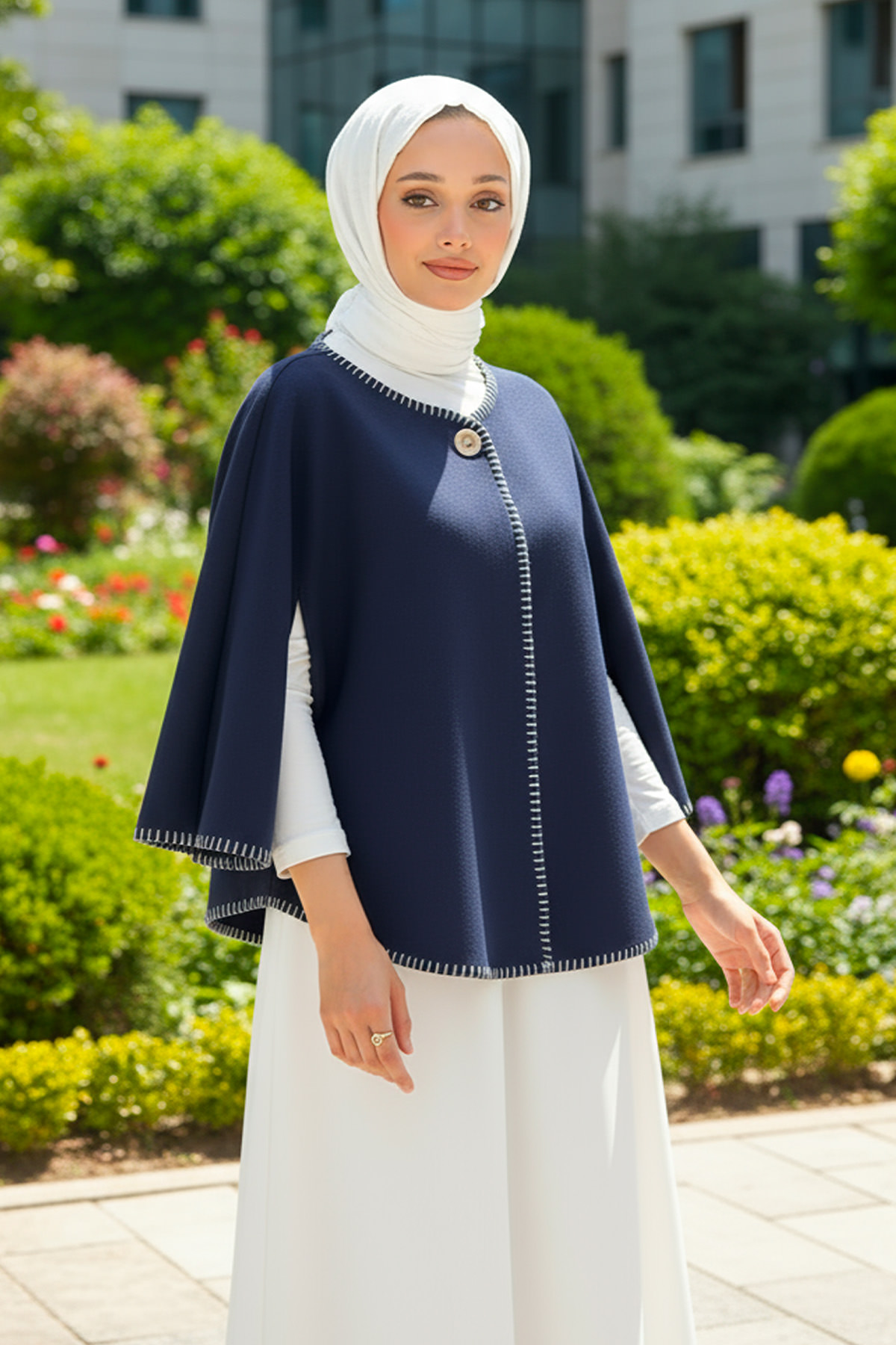 Tek Düğmeli Kaşe Panço 0018 - LACİVERT |  