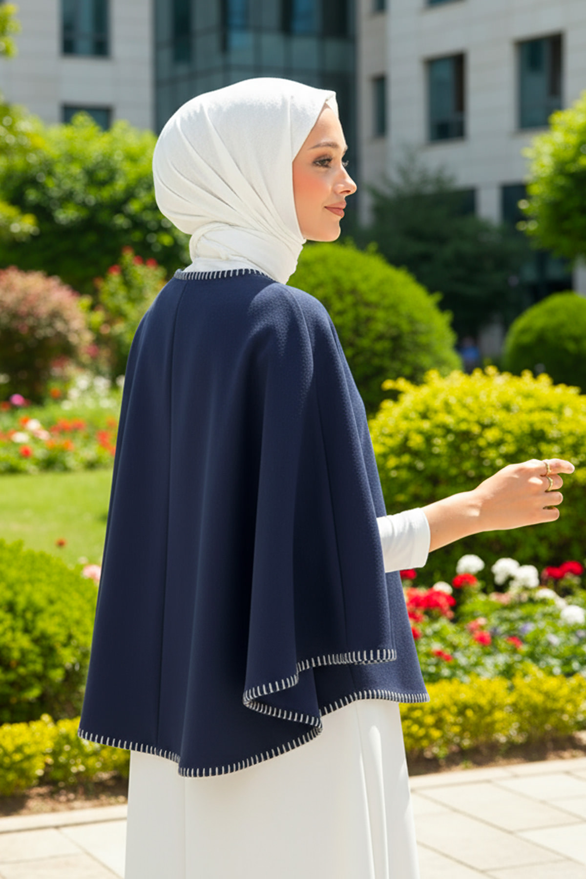 Tek Düğmeli Kaşe Panço 0018 - LACİVERT |  