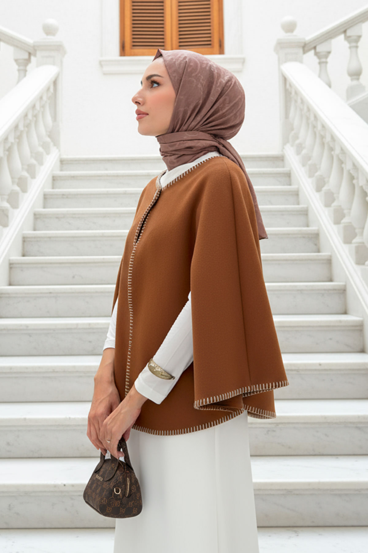 Tek Düğmeli Kaşe Panço 0018 - TABA |  