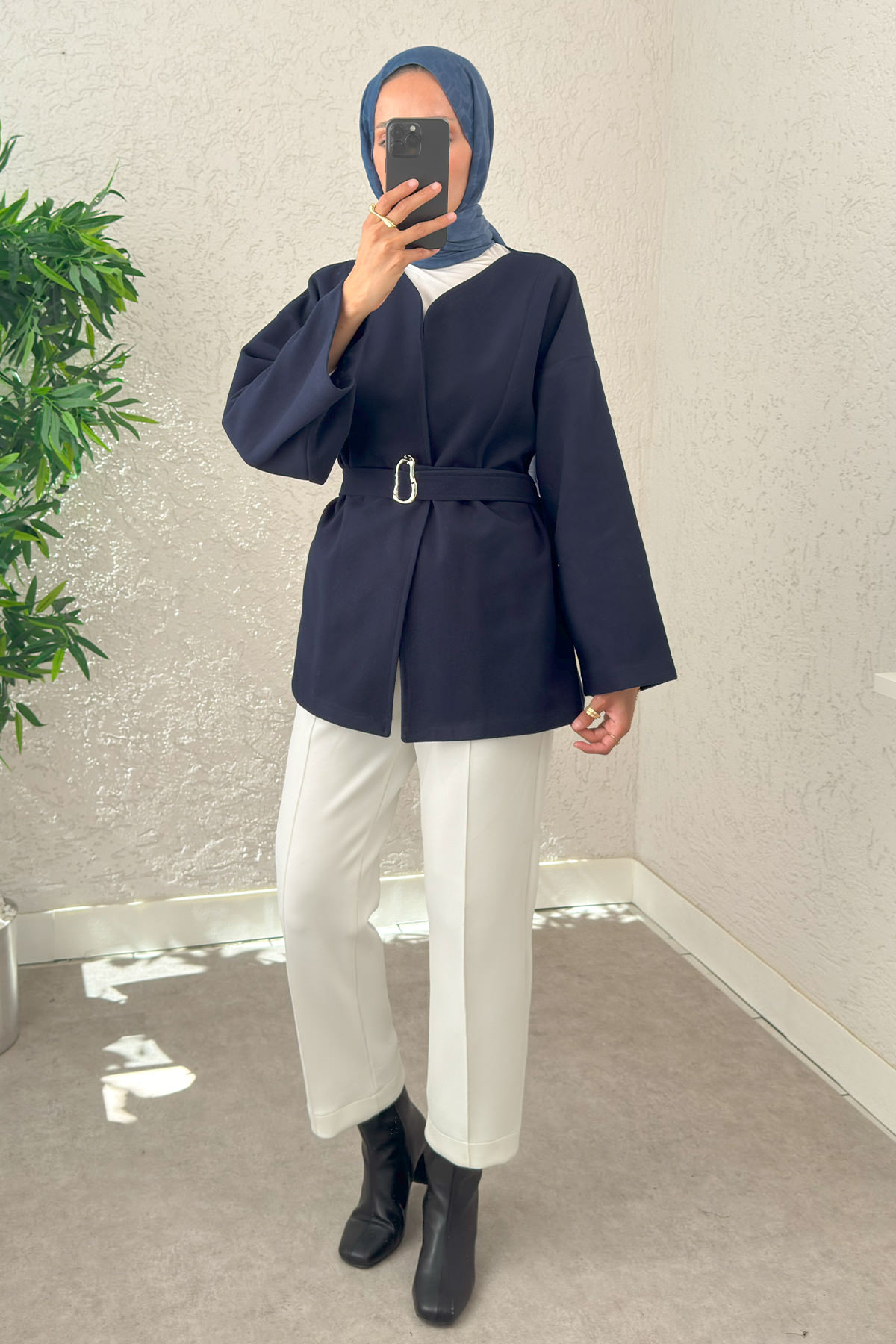 Premium Kaşe Kaban 0019 - LACİVERT |  