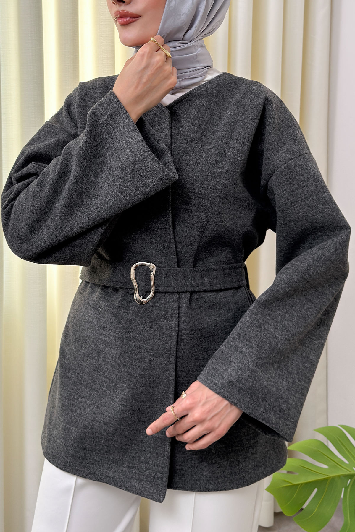 Premium Kaşe Kaban 0019 - ANTRASİT |  