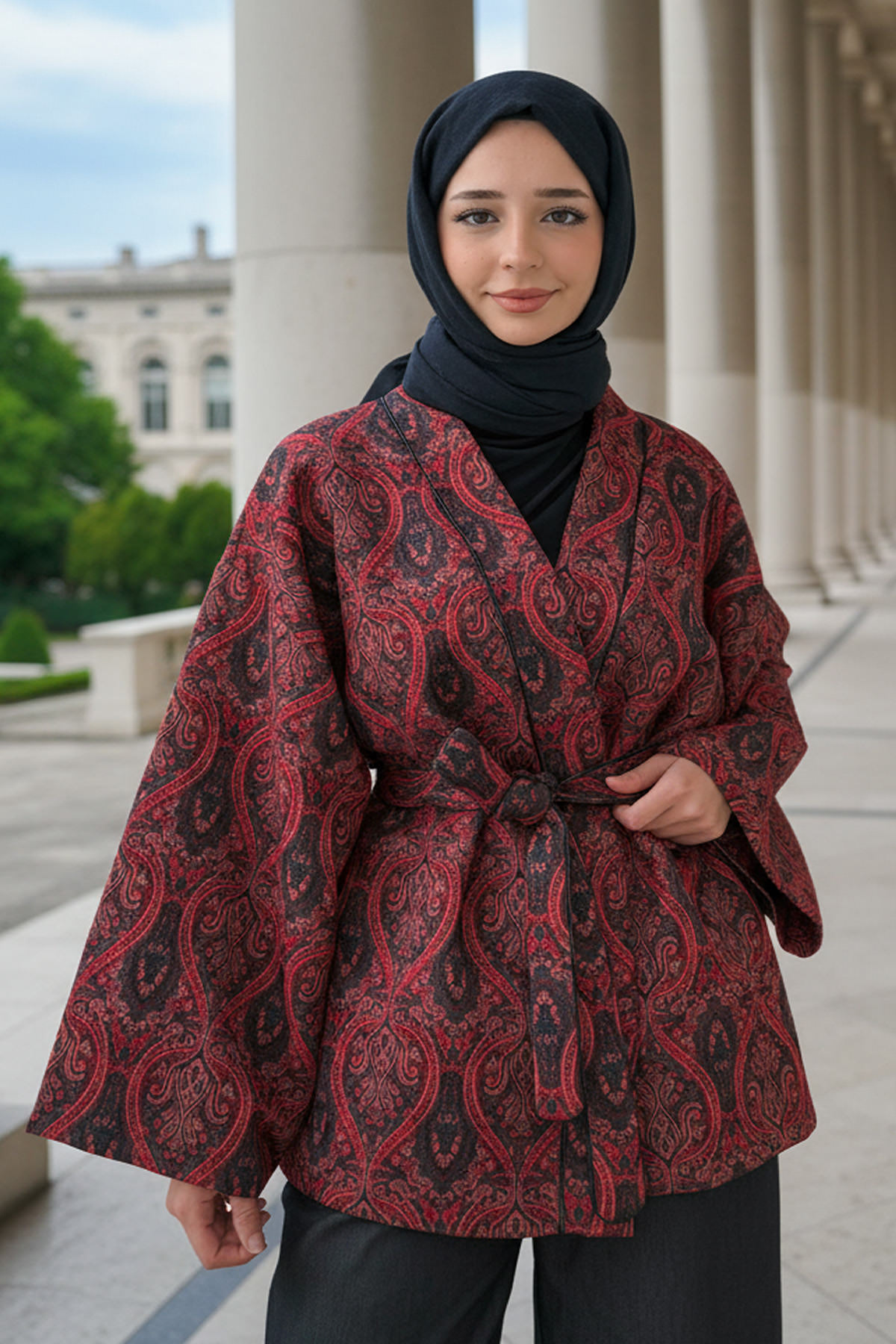 Otantik Desen Kimono 0022 - BORDO |  