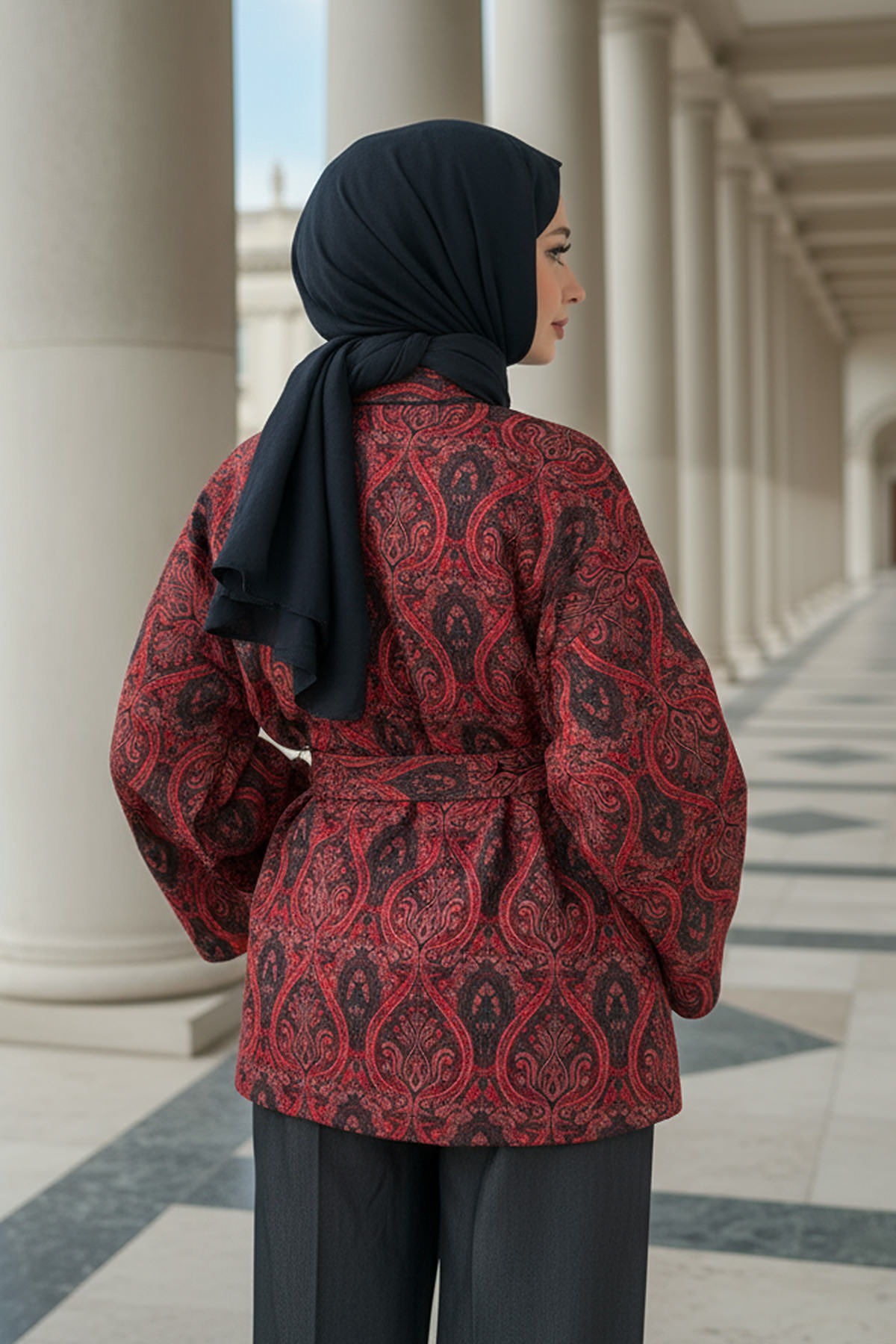 Otantik Desen Kimono 0022 - BORDO |  