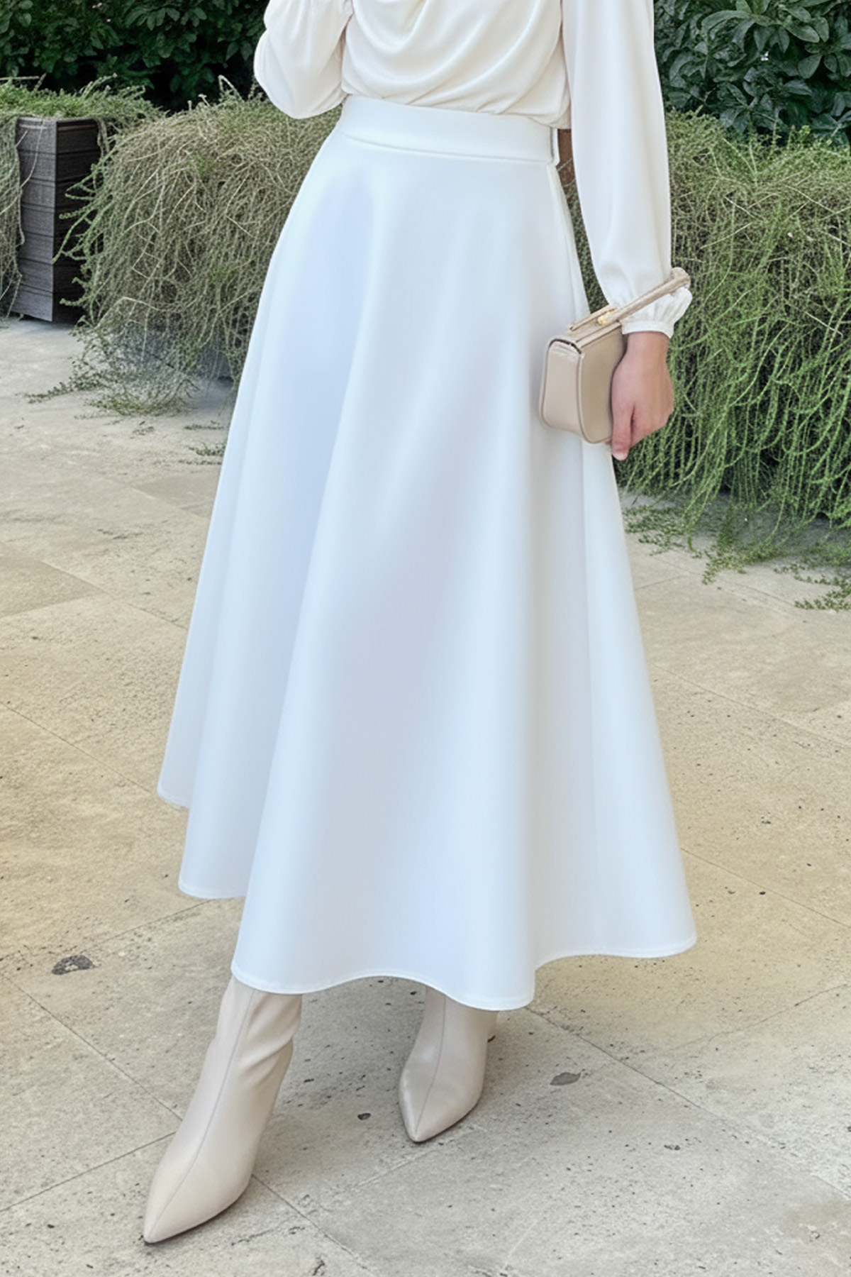 Scuba Kloş Etek 0023 - BEYAZ |  