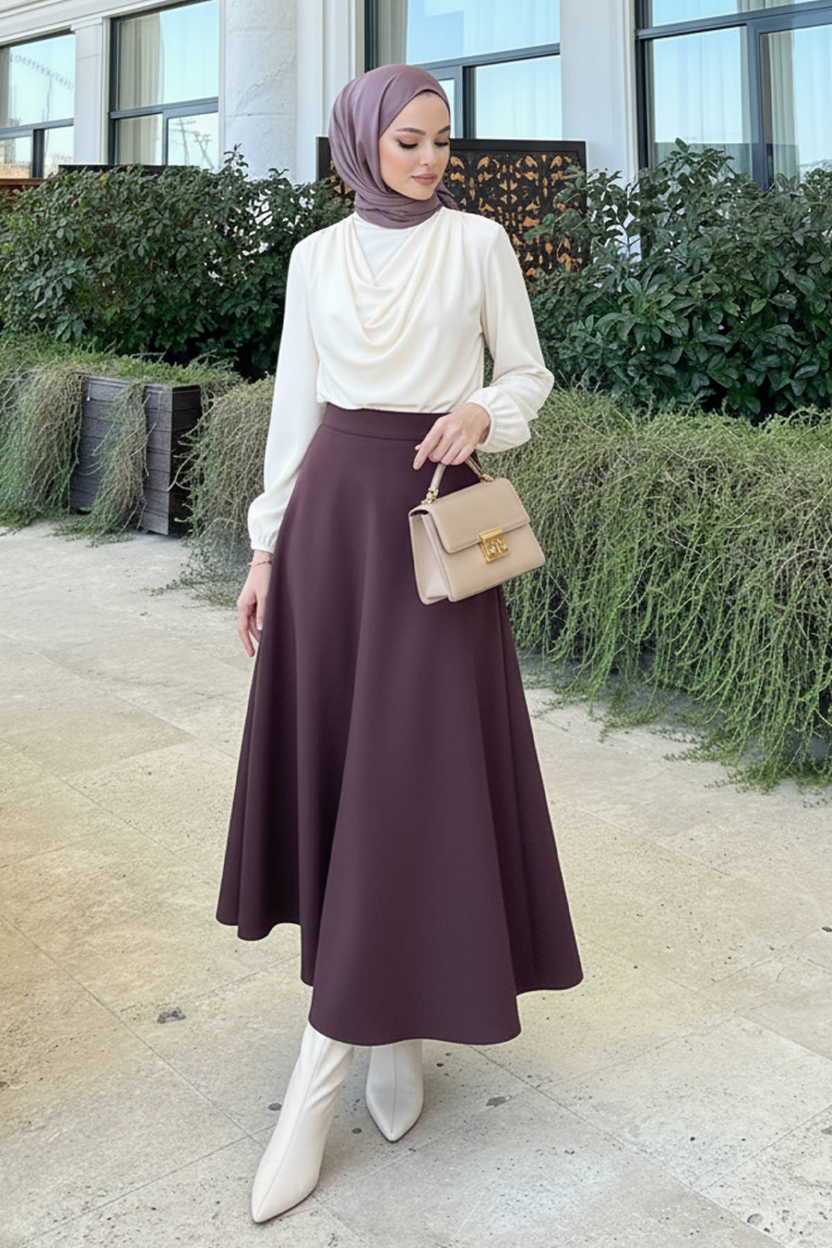 Scuba Kloş Etek 0023 - KOYU MOR |  