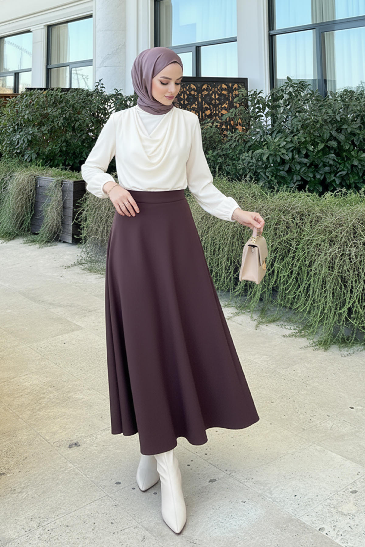 Scuba Kloş Etek 0023 - KOYU MOR |  