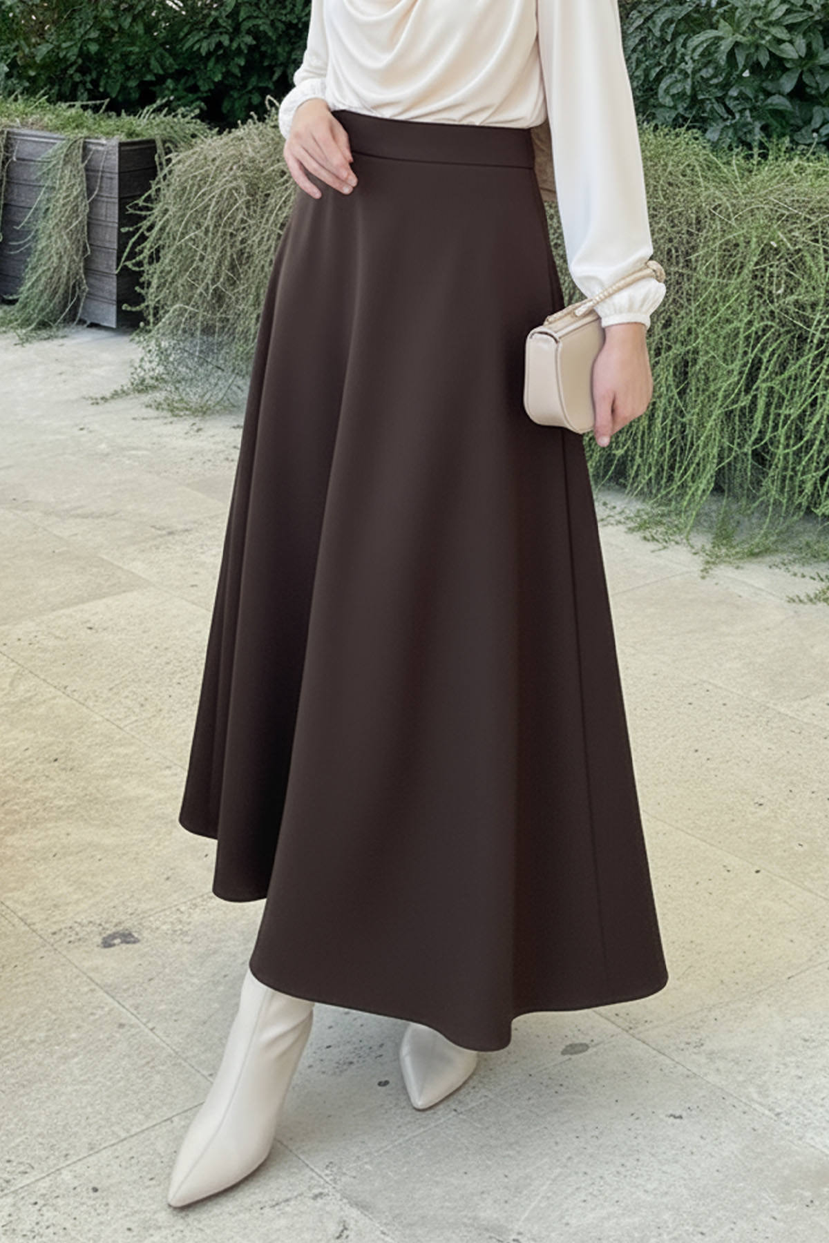 Scuba Kloş Etek 0023 - KOYU KAHVERENGİ |  