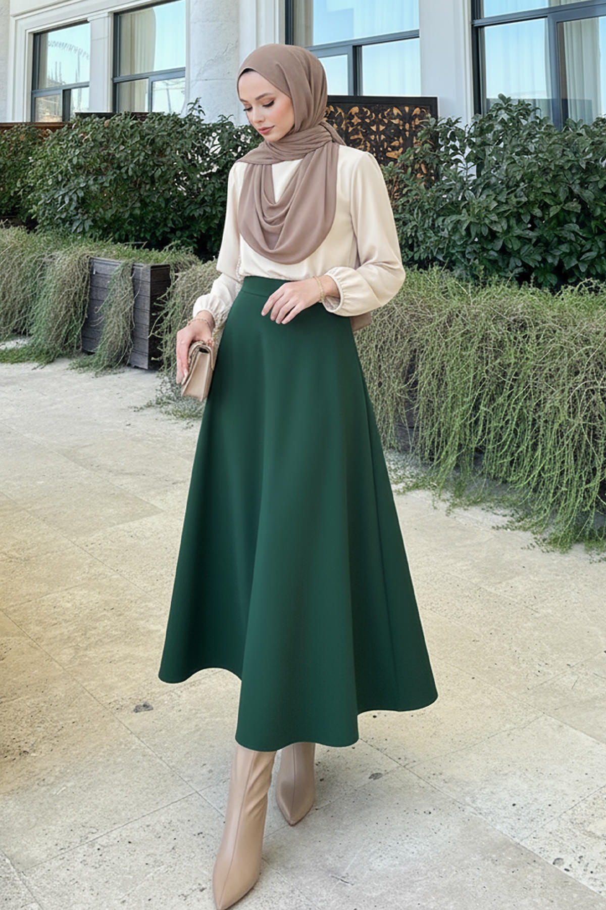 Scuba Kloş Etek 0023 - ZÜMRÜT YEŞİLİ |  