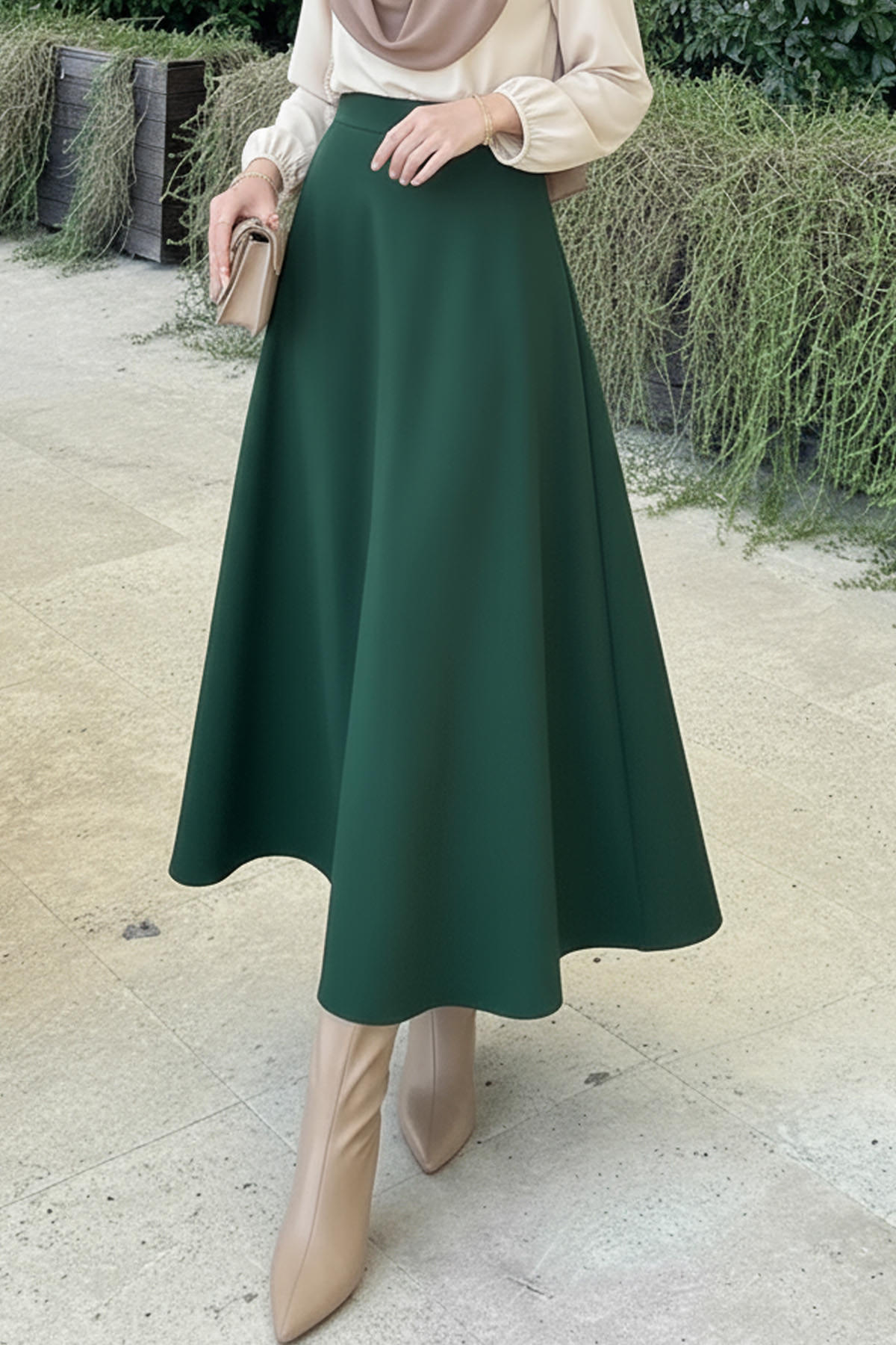 Scuba Kloş Etek 0023 - ZÜMRÜT YEŞİLİ |  