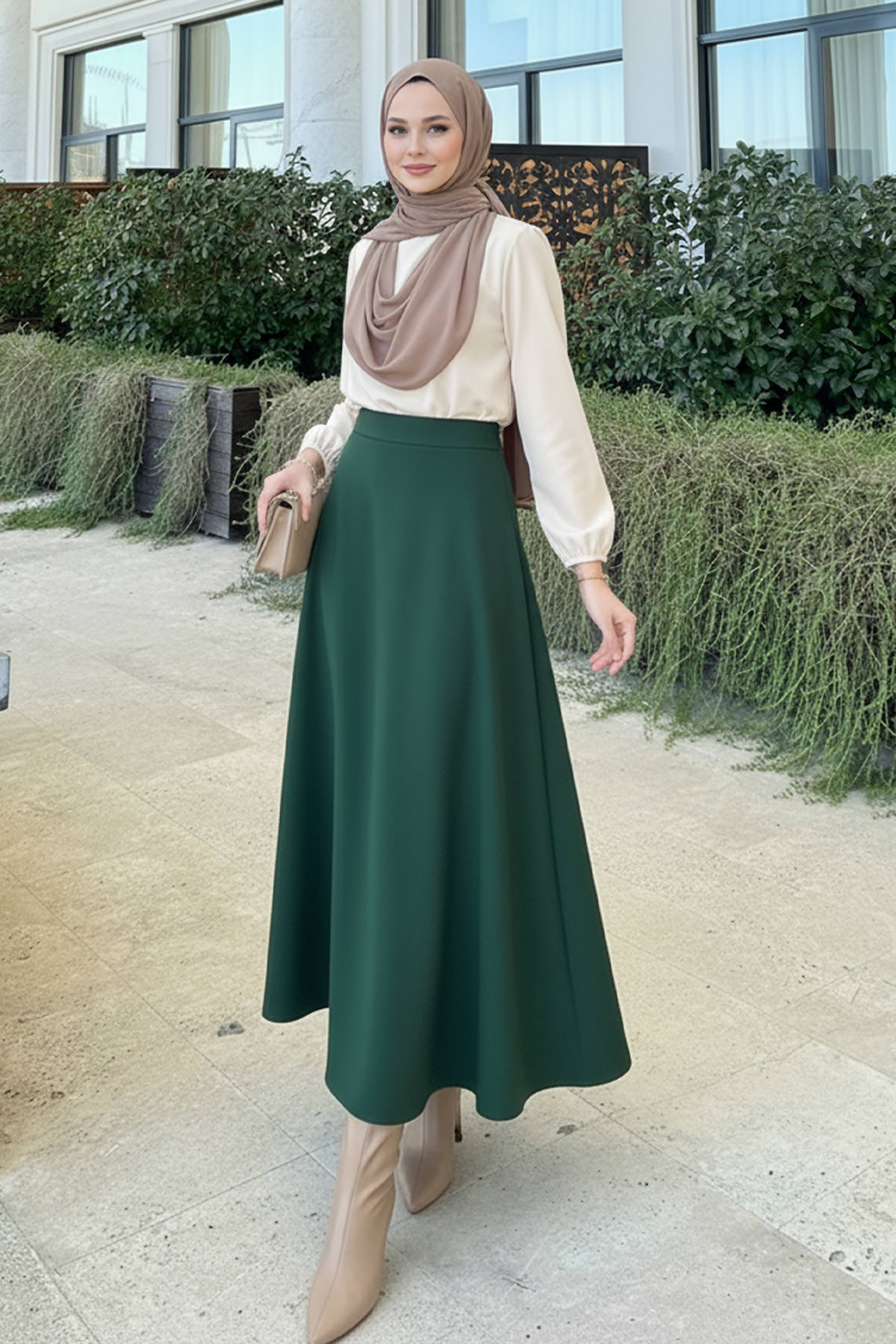 Scuba Kloş Etek 0023 - ZÜMRÜT YEŞİLİ |  