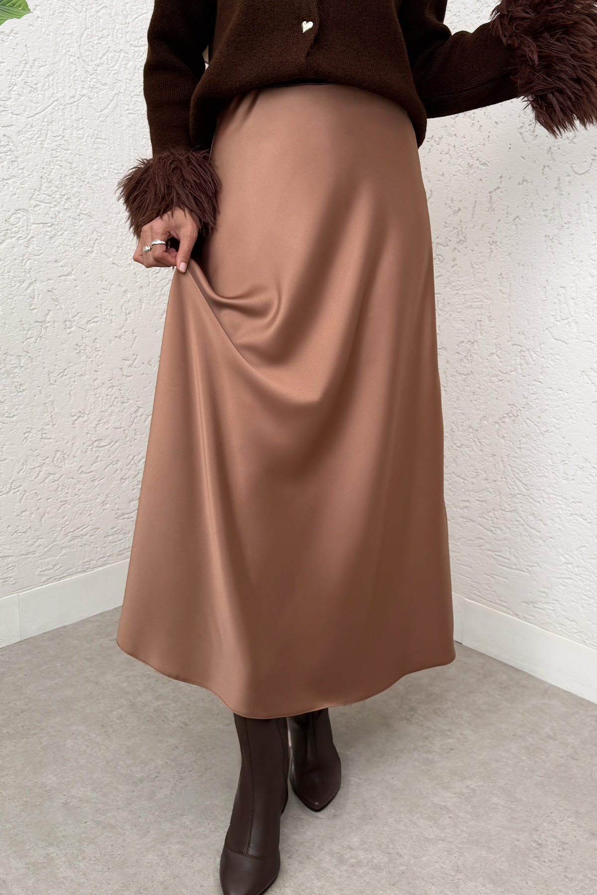 A Kesim Saten Etek 0031 - CAMEL |  