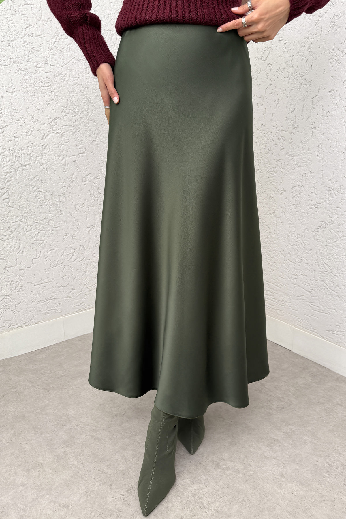 A Kesim Saten Etek 0031 - HAKİ |  