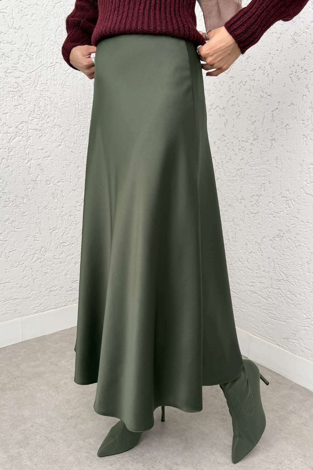 A Kesim Saten Etek 0031 - HAKİ |  