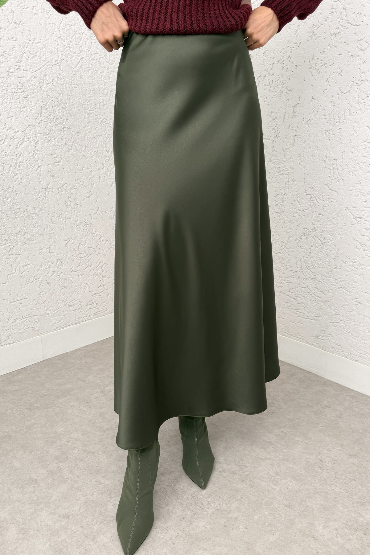 A Kesim Saten Etek 0031 - HAKİ |  