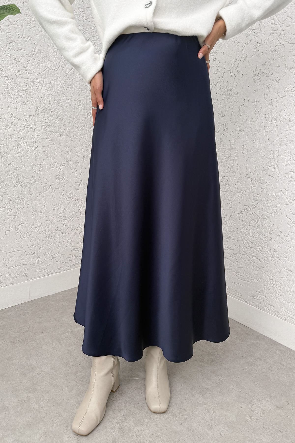 A Kesim Saten Etek 0031 - LACİVERT |  