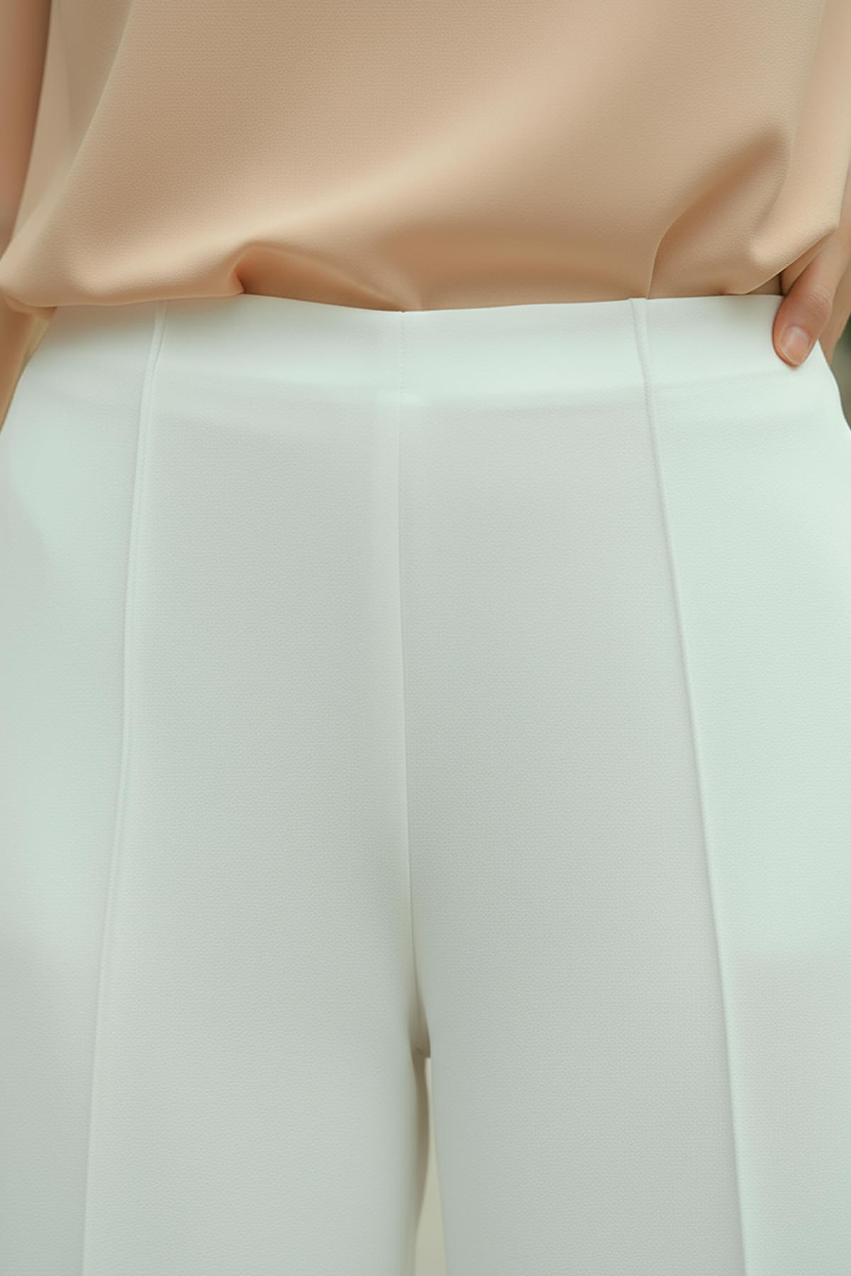 Likralı Scuba Pantolon 0033 - BEYAZ |  