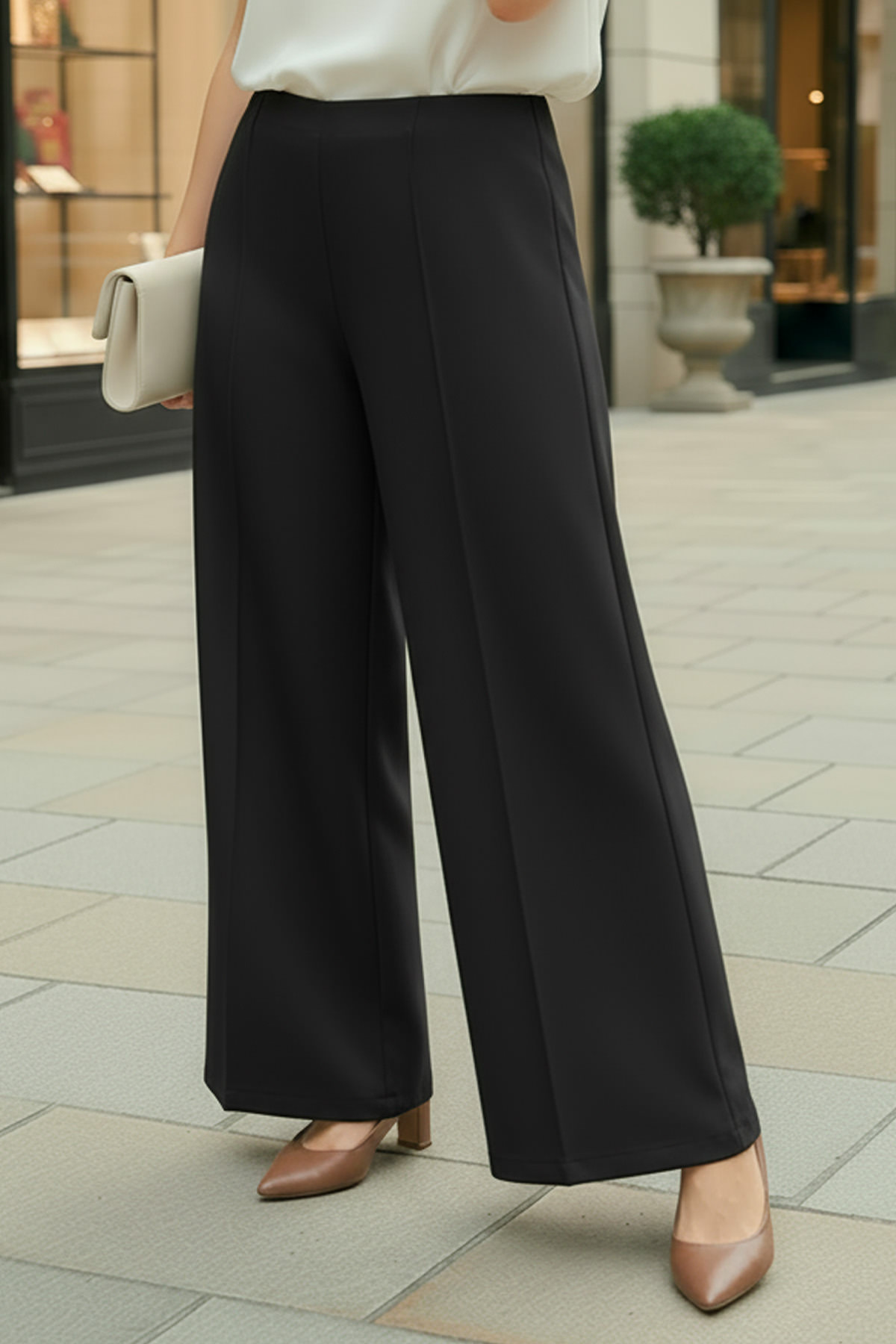 Likralı Scuba Pantolon 0033 - SİYAH |  