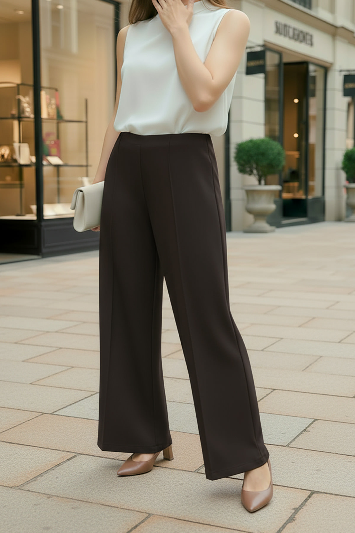 Likralı Scuba Pantolon 0033 - ACI KAHVERENGİ |  