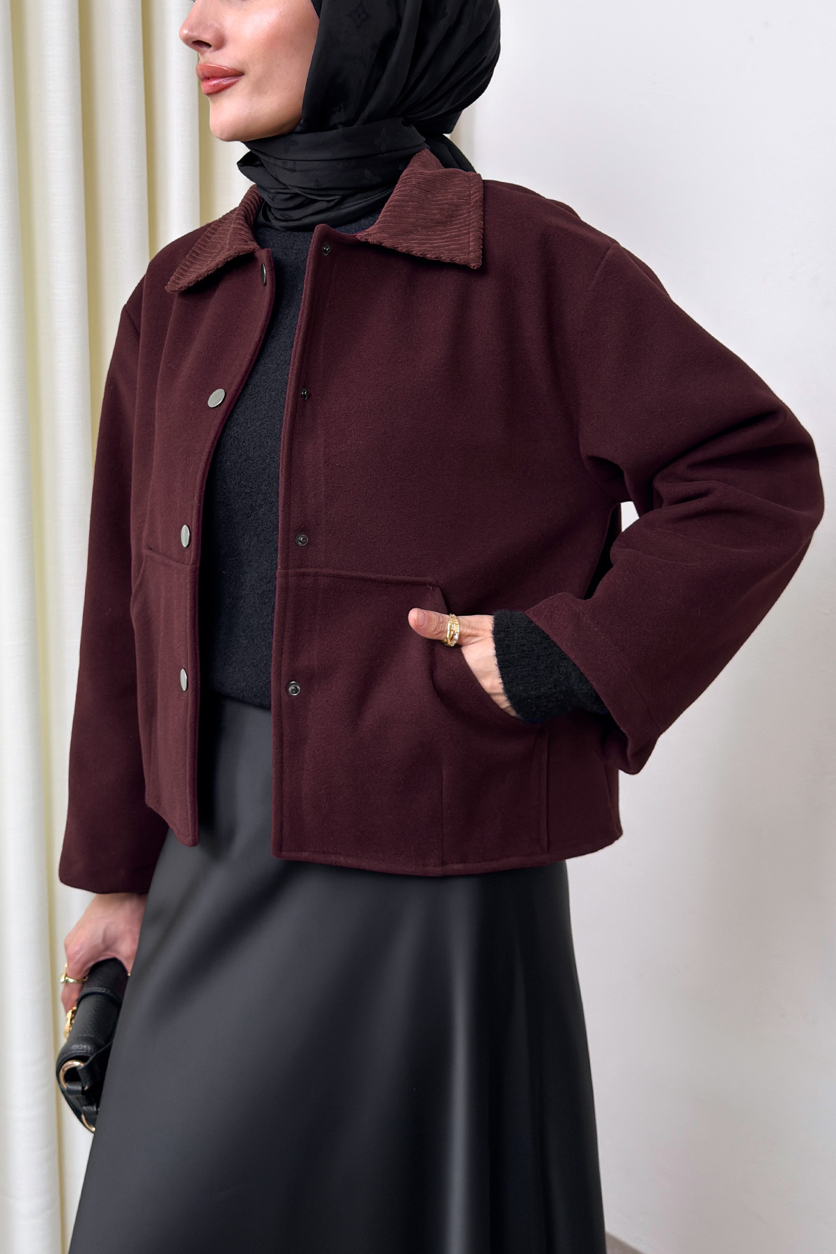 Kanguru Cepli Ceket 0034 - BORDO |  