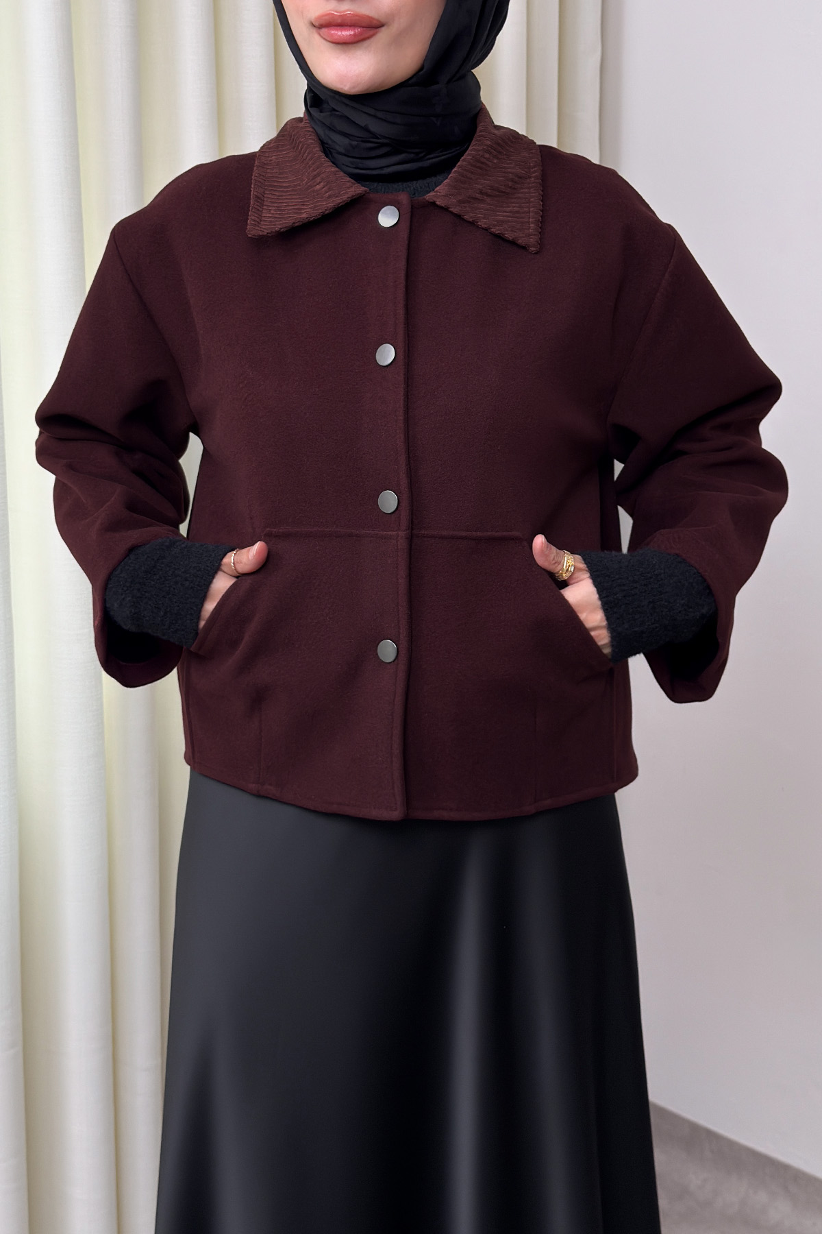 Kanguru Cepli Ceket 0034 - BORDO |  