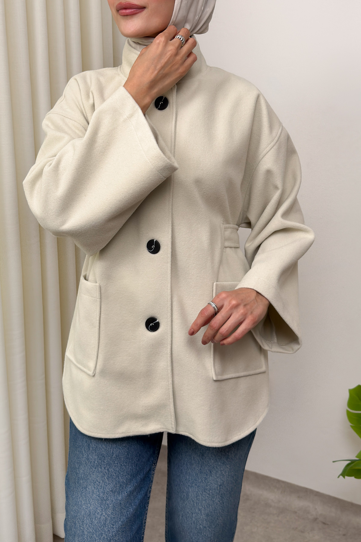 Hakim Yaka Kaşe Ceket 0035 - EKRU |  