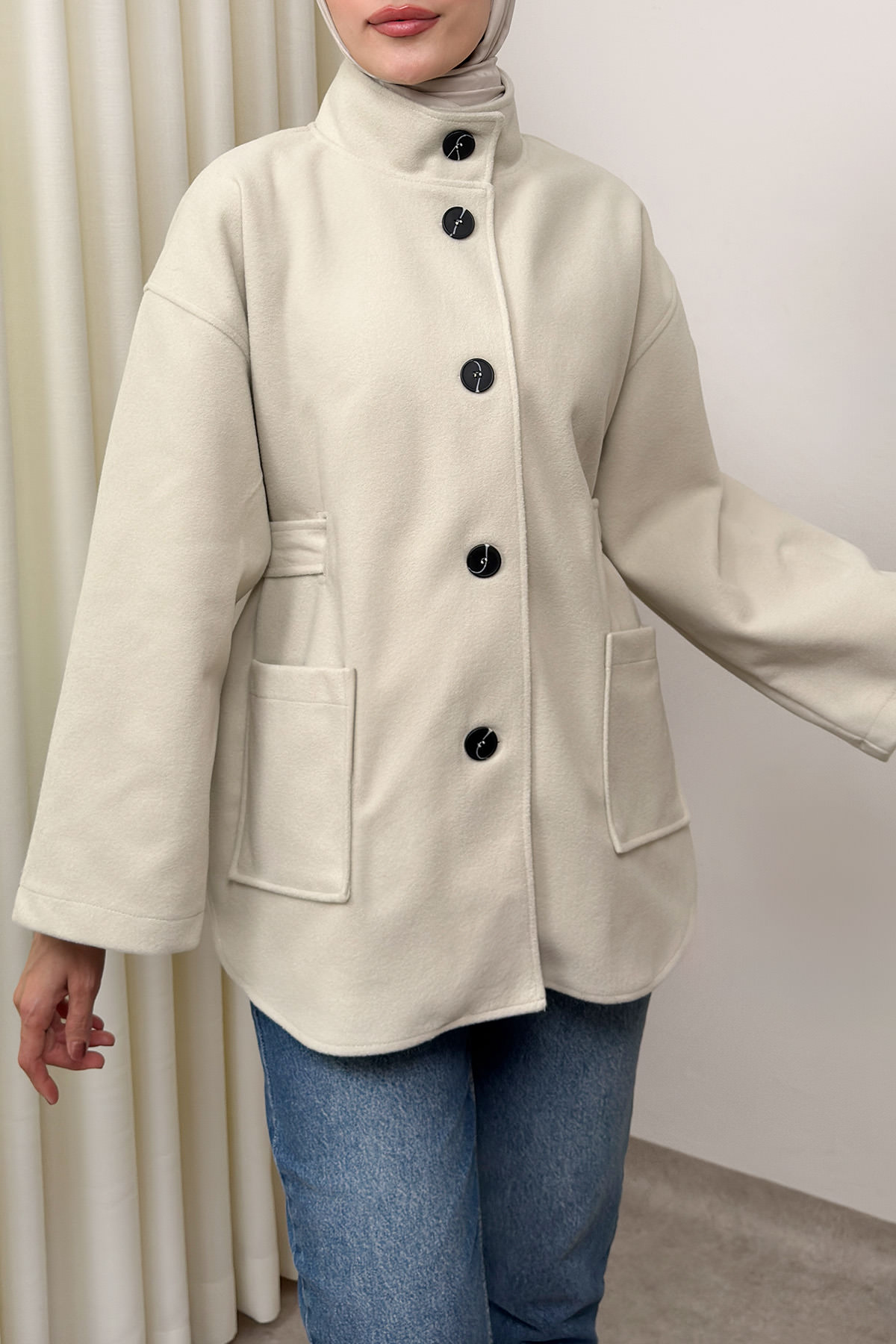 Hakim Yaka Kaşe Ceket 0035 - EKRU |  
