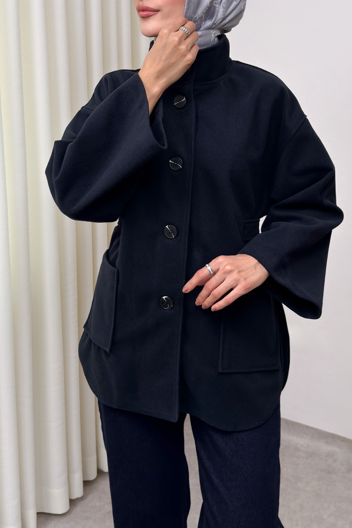 Hakim Yaka Kaşe Ceket 0035 - LACİVERT |  