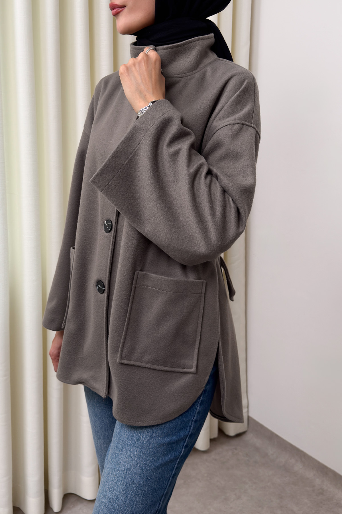 Hakim Yaka Kaşe Ceket 0035 - KOYU VİZON |  