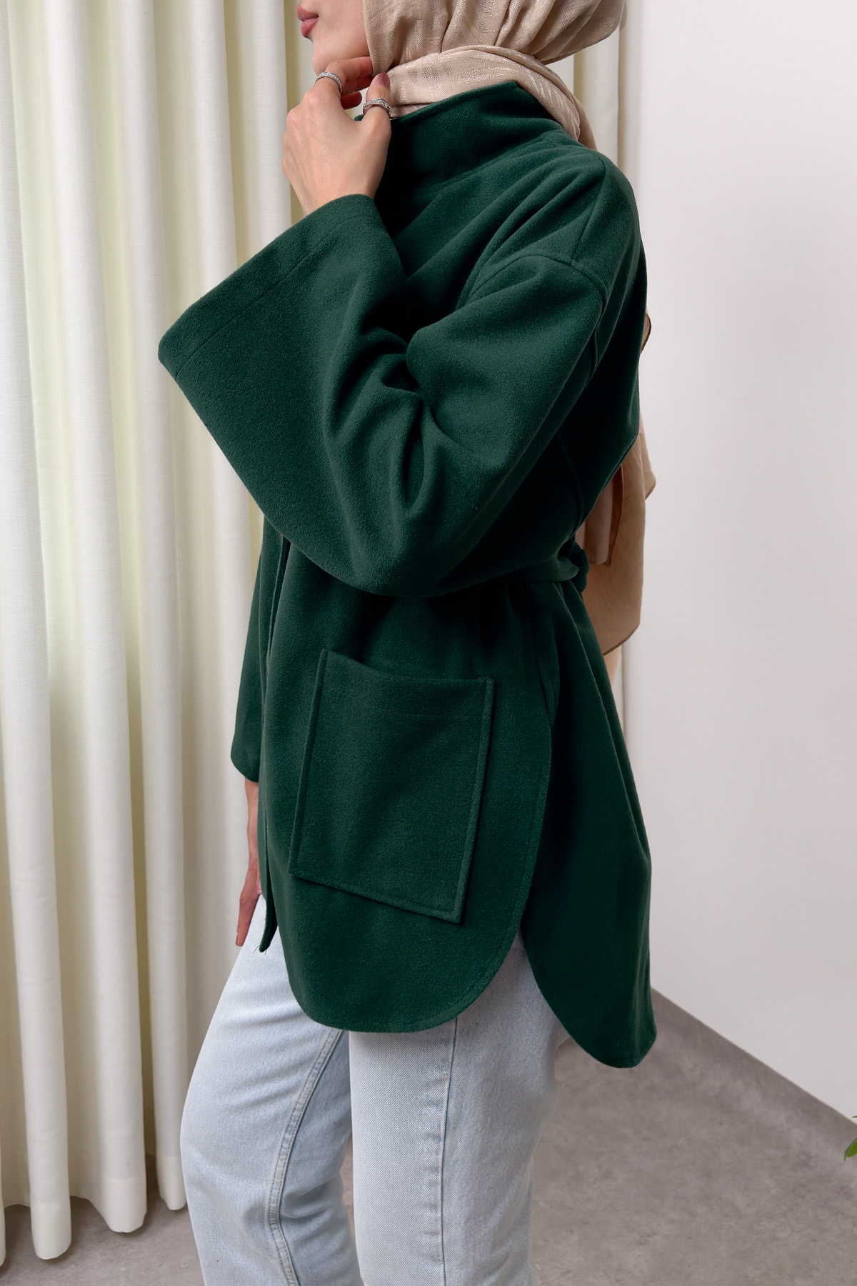 Hakim Yaka Kaşe Ceket 0035 - ZÜMRÜT YEŞİLİ |  