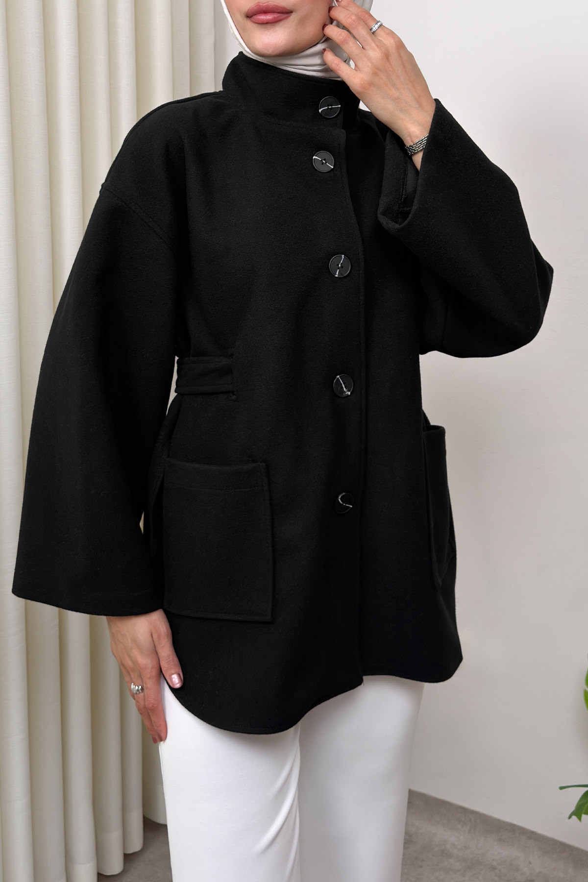 Hakim Yaka Kaşe Ceket 0035 - SİYAH |  