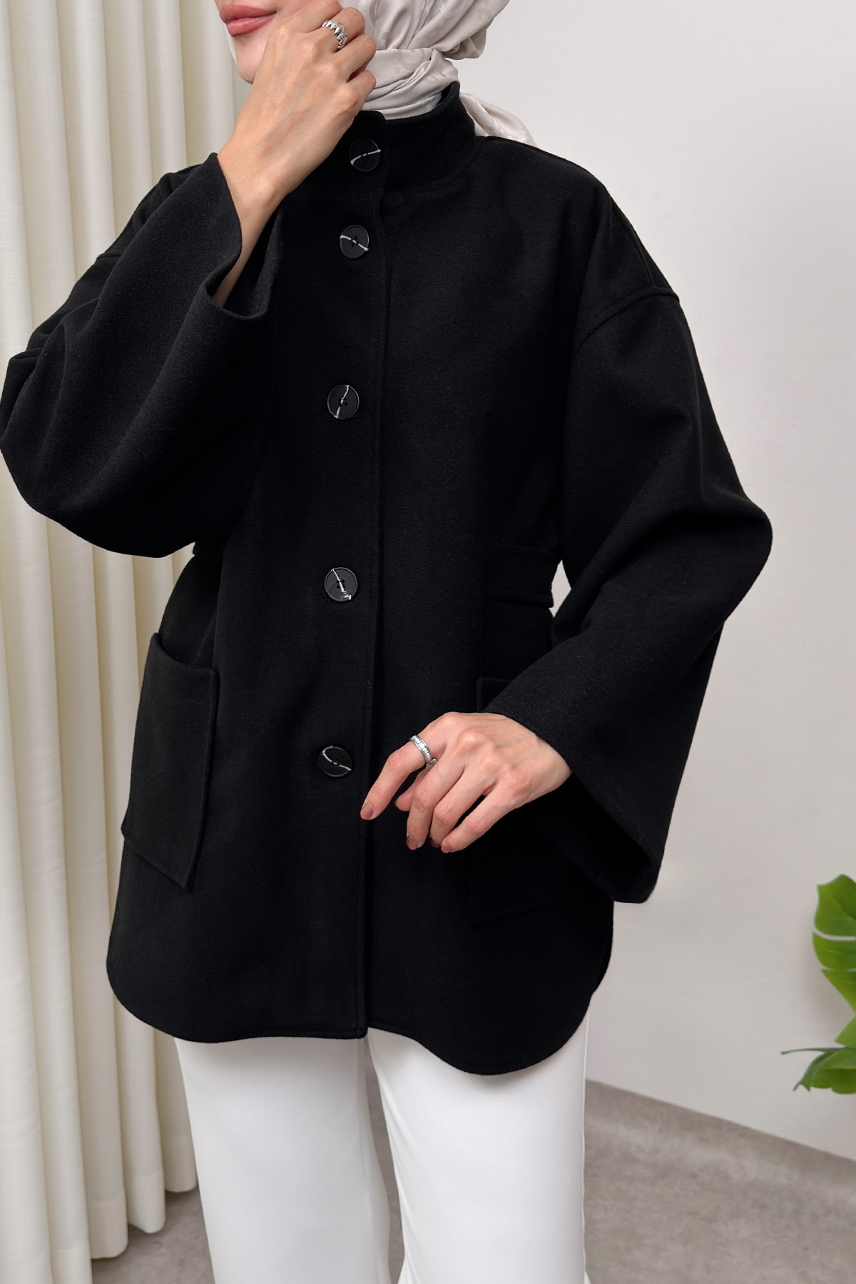 Hakim Yaka Kaşe Ceket 0035 - SİYAH |  