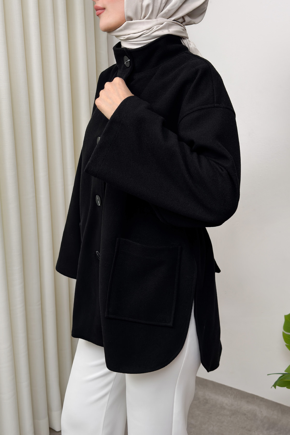 Hakim Yaka Kaşe Ceket 0035 - SİYAH |  