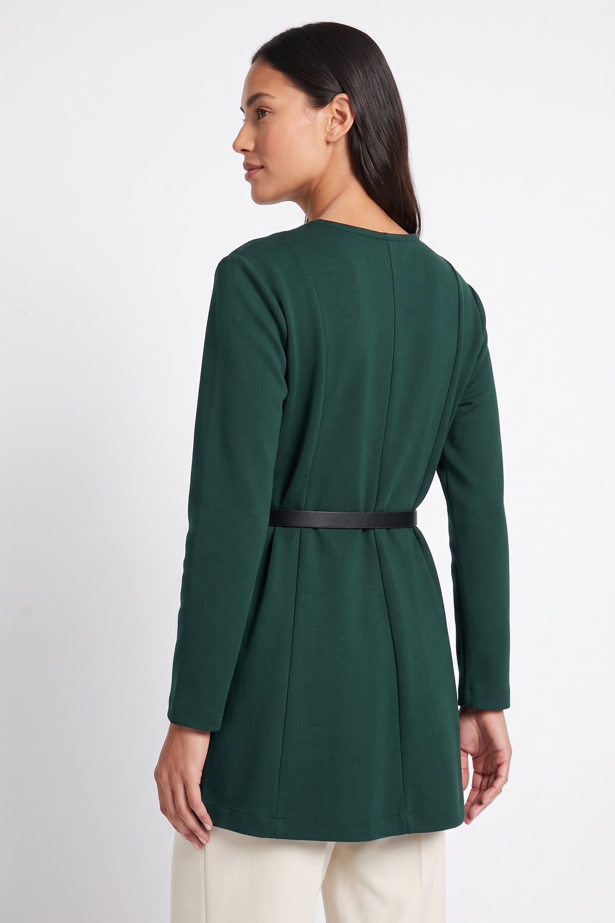 Kemerli Peplum Bluz 0040 - ZÜMRÜT YEŞİLİ | zenne.com 