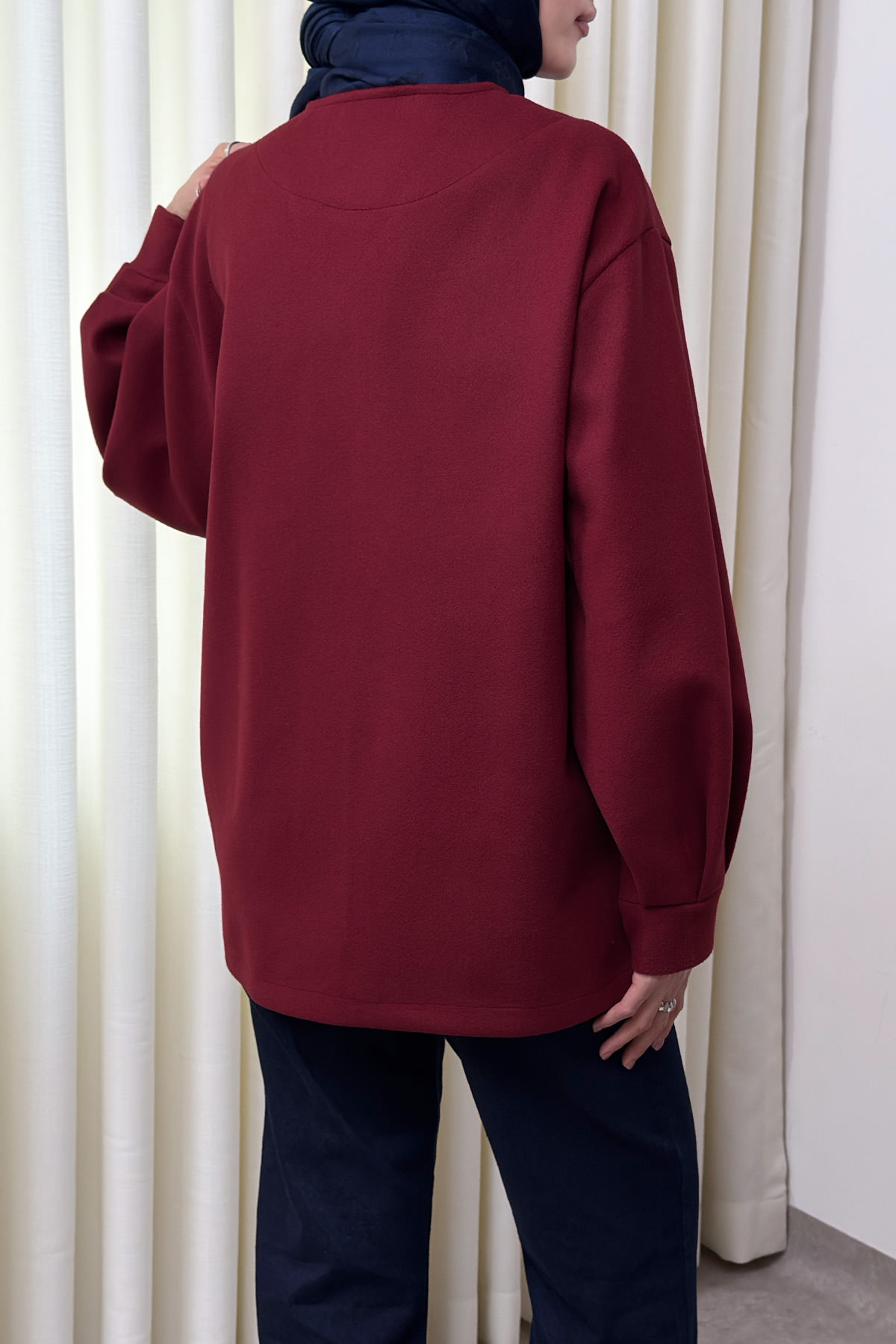 V Yaka Kaşe Ceket 0041 - BORDO |  