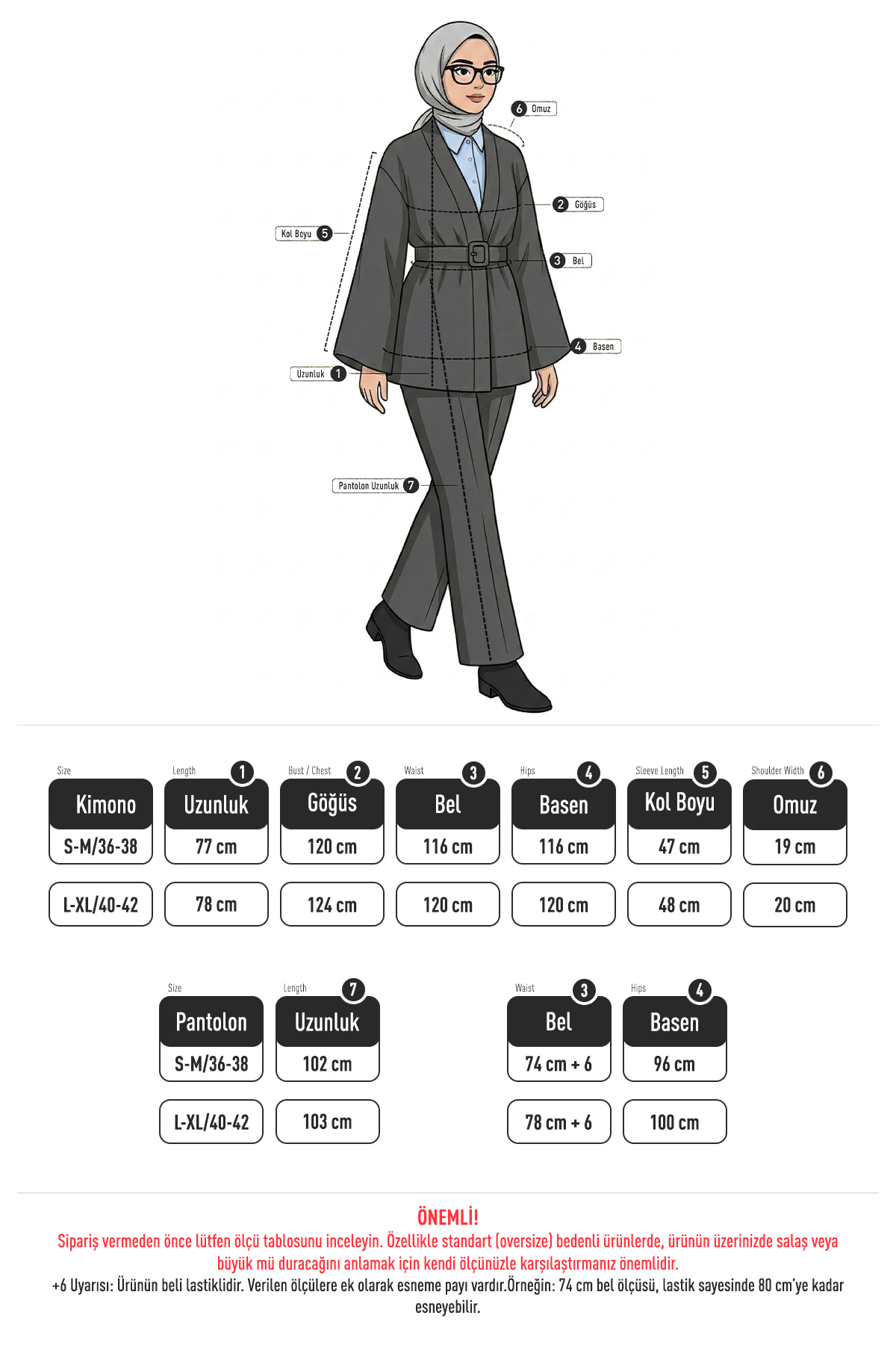 Geniş Kol Kimono Kemerli Pantolon Takım 0047 - KAHVERENGİ |  