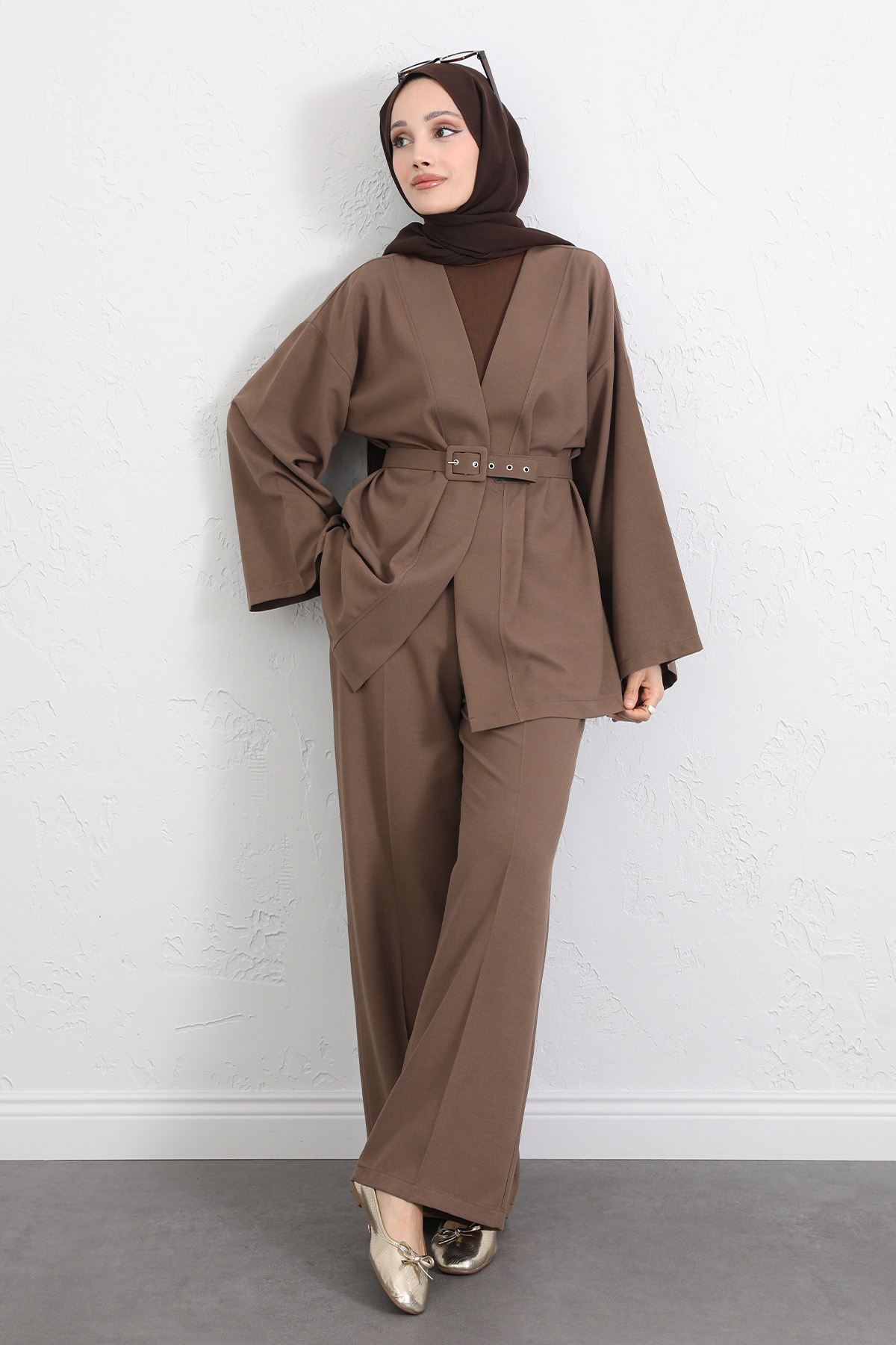 Kemerli Kimono Takım 0047 - VİZON |  