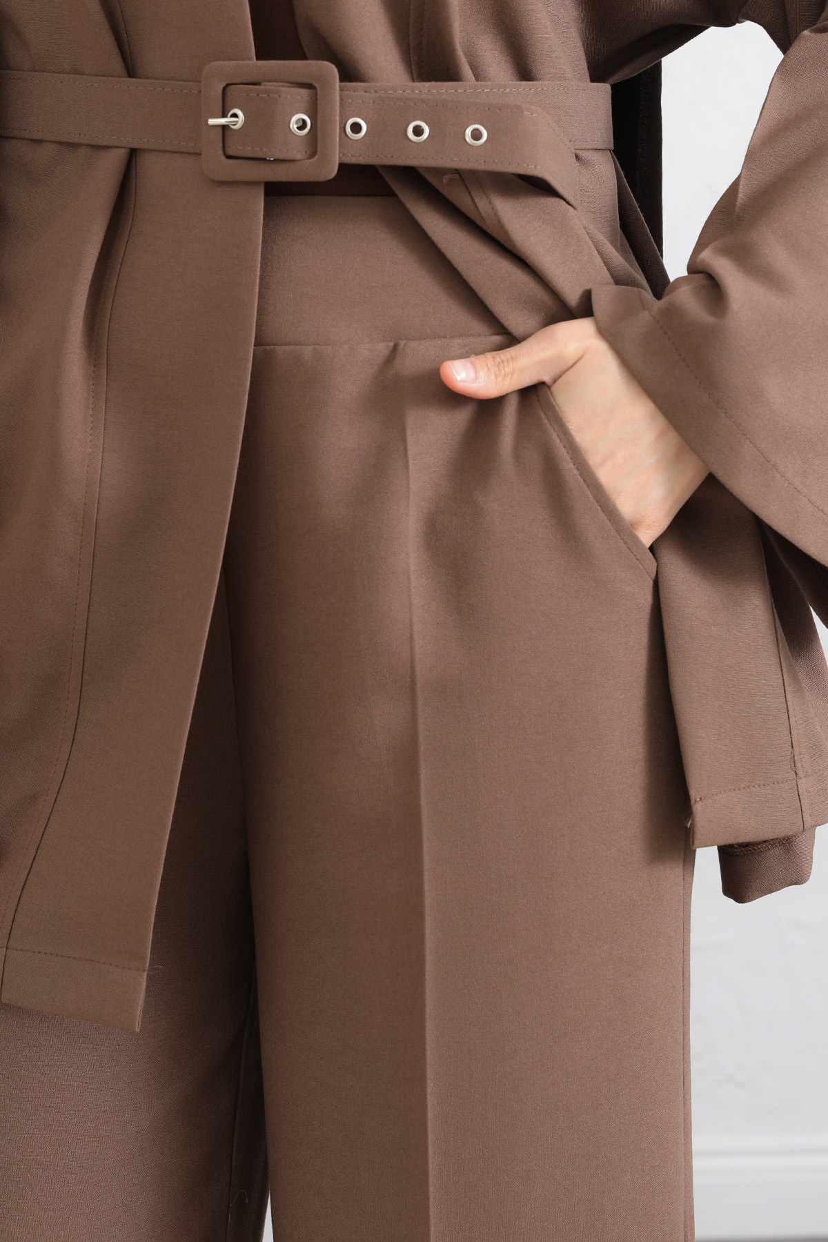 Kemerli Kimono Takım 0047 - VİZON |  