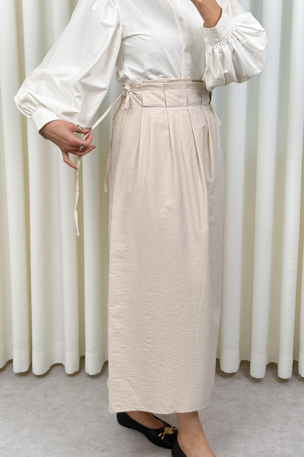 Yan Bağlamalı Ayarlanabilir Etek 0051 - BEJ |  