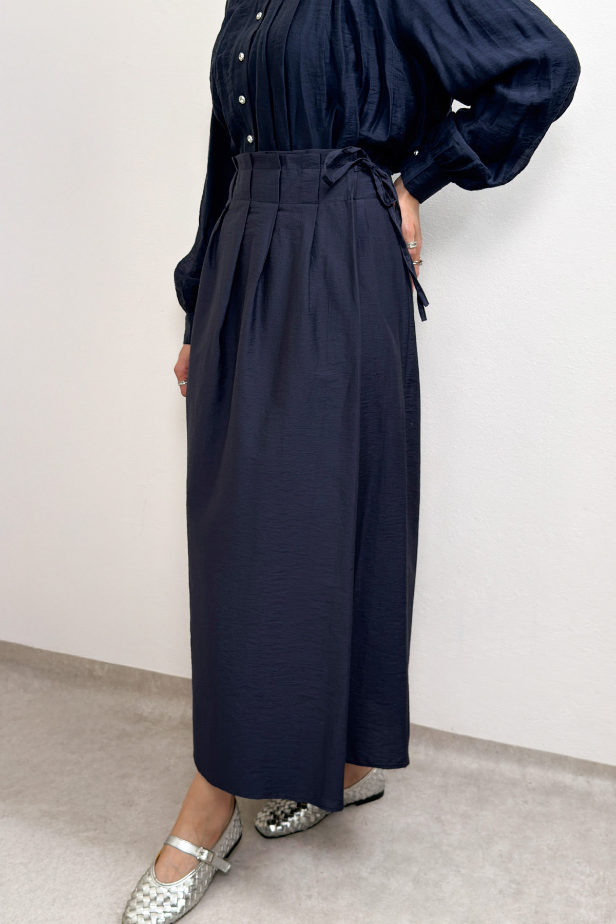 Yan Bağlamalı Ayarlanabilir Etek 0051 - LACİVERT |  