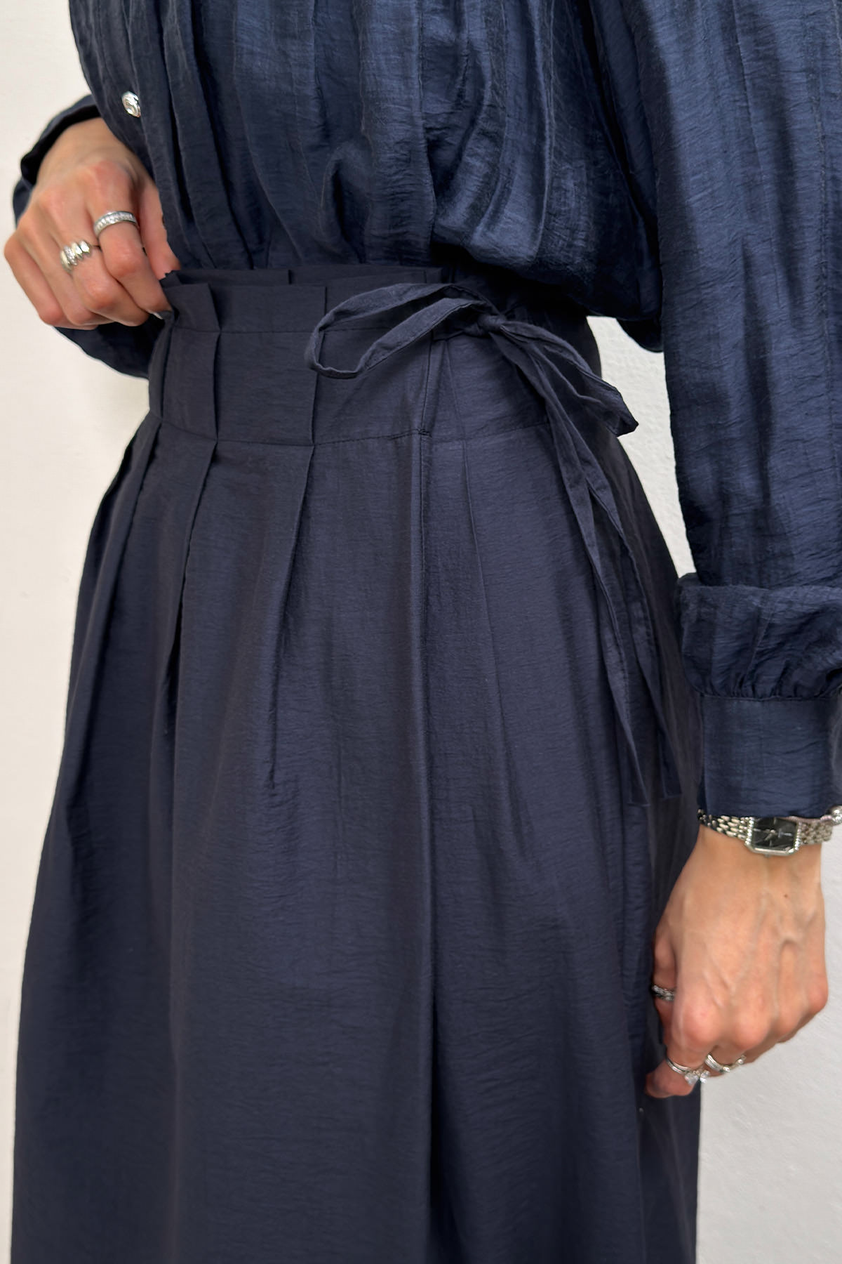 Yan Bağlamalı Ayarlanabilir Etek 0051 - LACİVERT |  