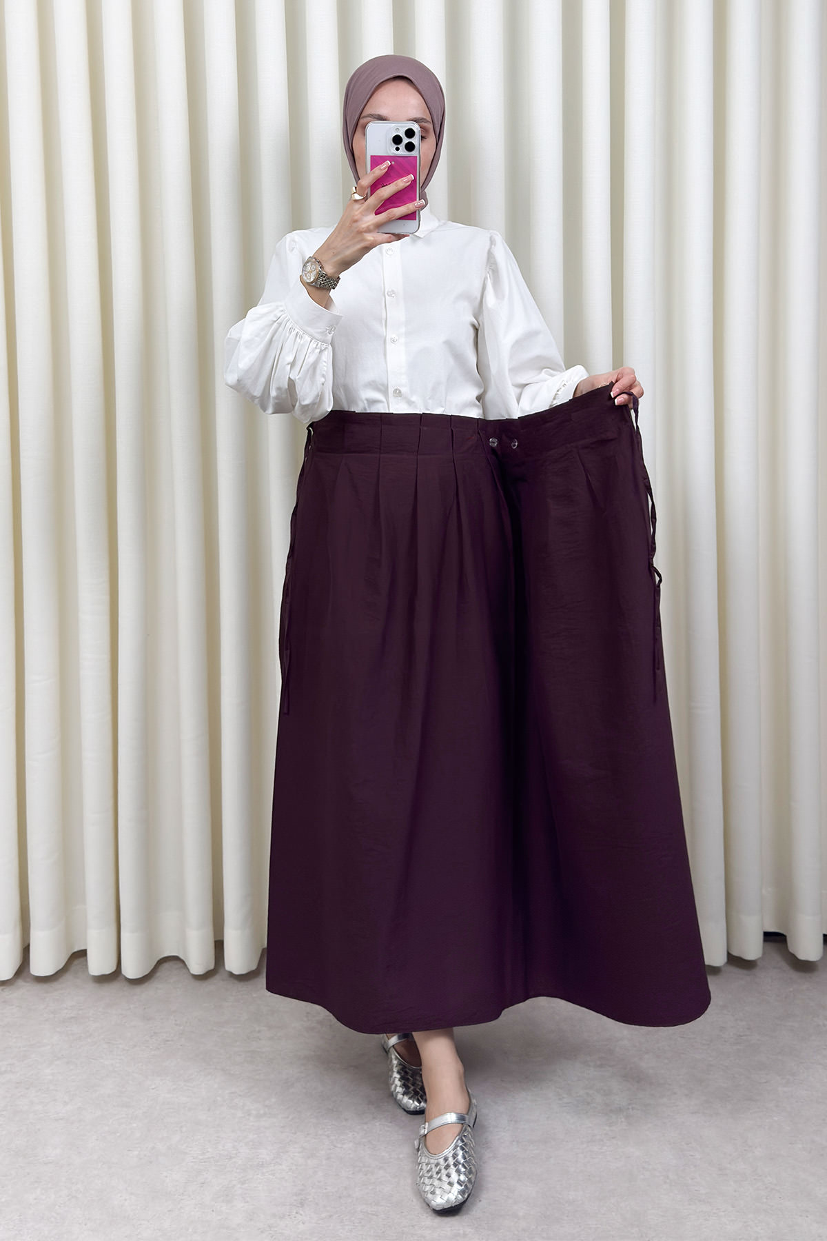 Yan Bağlamalı Ayarlanabilir Etek 0051 - MÜRDÜM |  