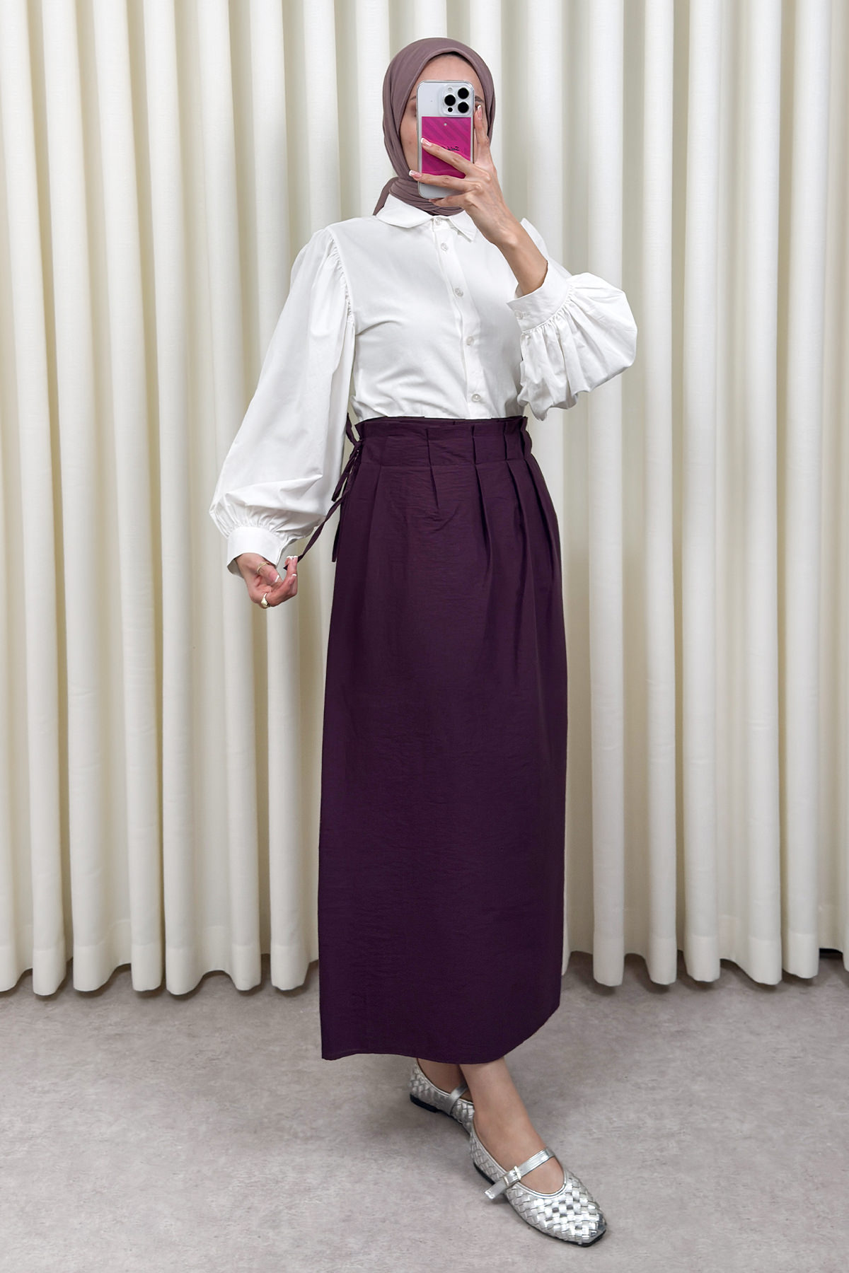 Yan Bağlamalı Ayarlanabilir Etek 0051 - MÜRDÜM |  