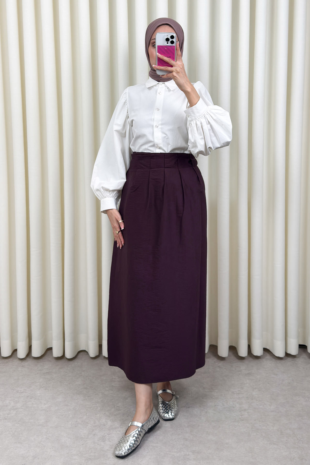 Yan Bağlamalı Ayarlanabilir Etek 0051 - MÜRDÜM |  