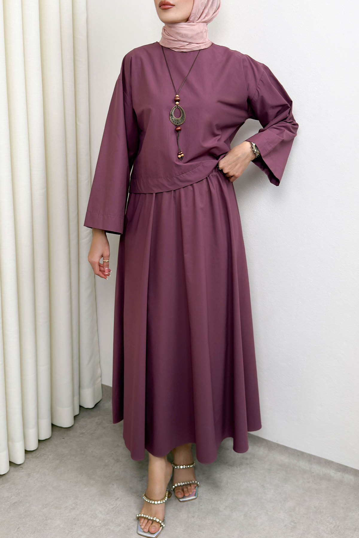 Aksesuar Detaylı Etekli Takım 0053 - MÜRDÜM |  