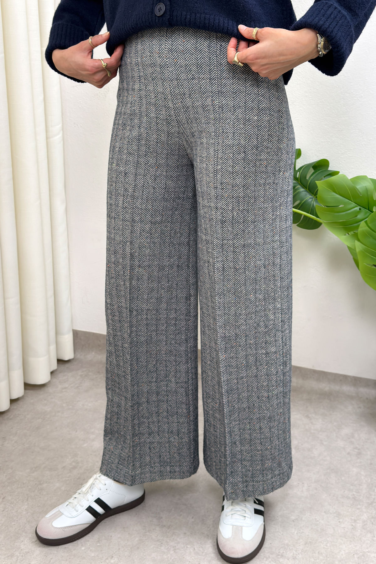 Kaşe Balıksırtı Desenli Pantolon 0055 - LACİVERT |  