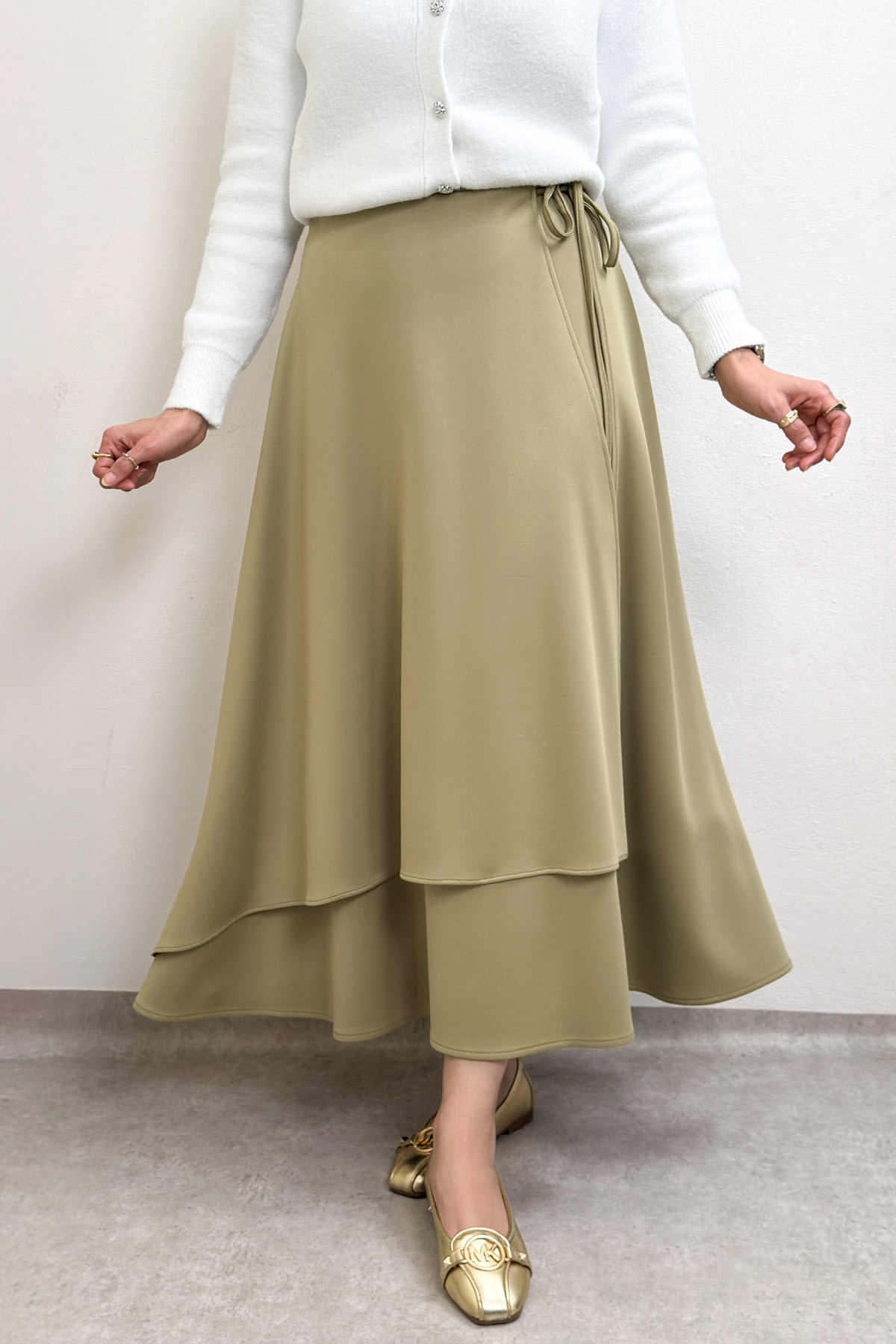 Belden Bağcıklı Scuba Etek 0056 - AÇIK HAKİ |  